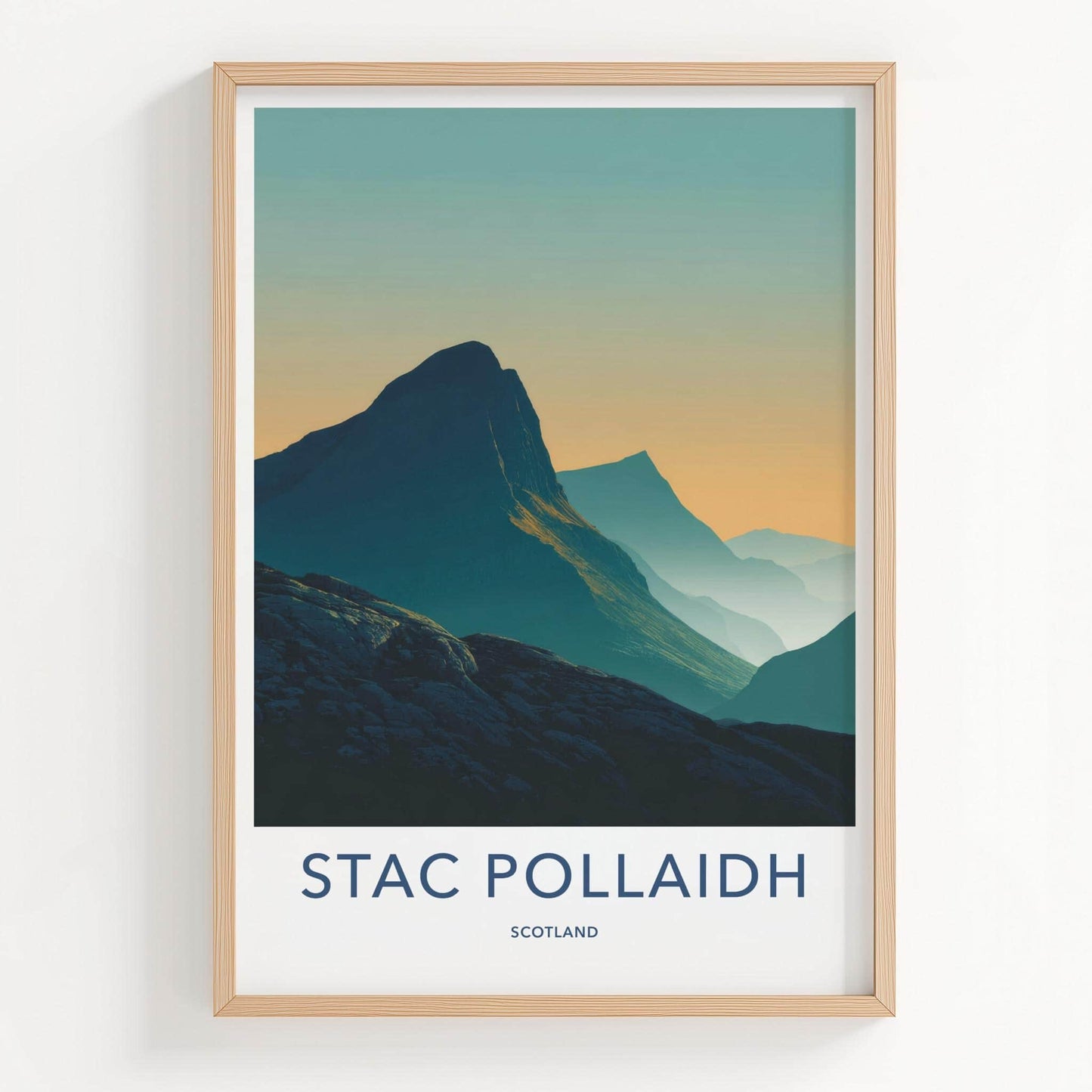 Stac Pollaidh Poster - Scotland Travel Art - Layered Mountain Vista Home Decor