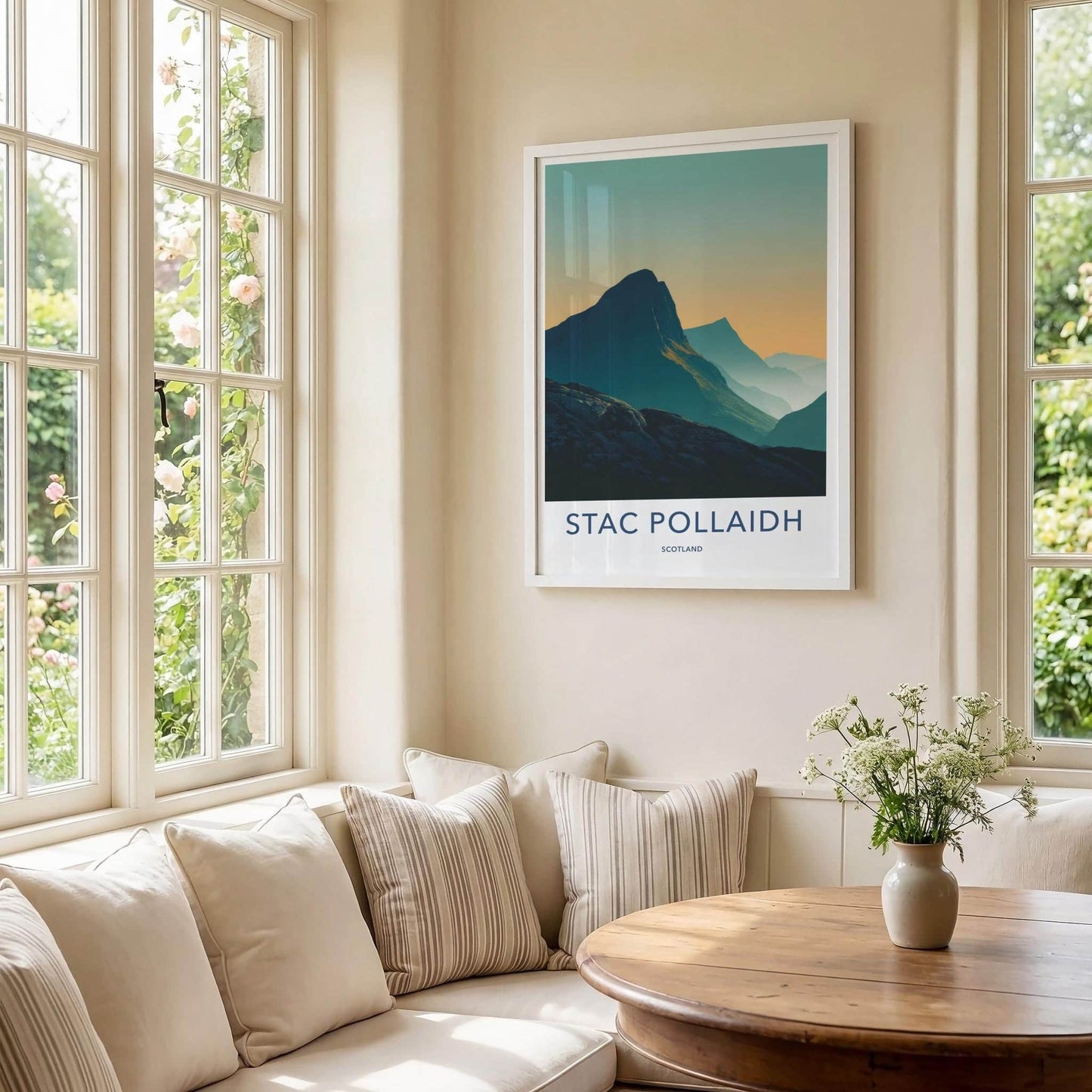 Stac Pollaidh Poster - Scotland Travel Art - Layered Mountain Vista Home Decor