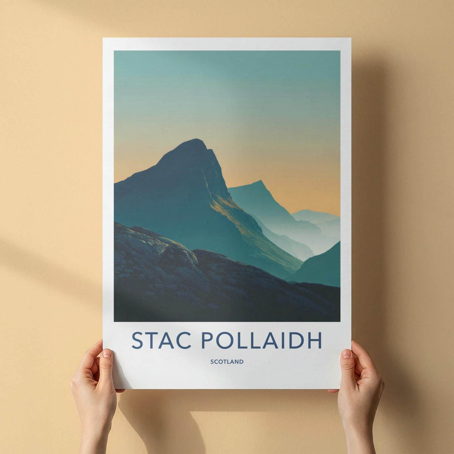 Stac Pollaidh Poster - Scotland Travel Art - Layered Mountain Vista Home Decor