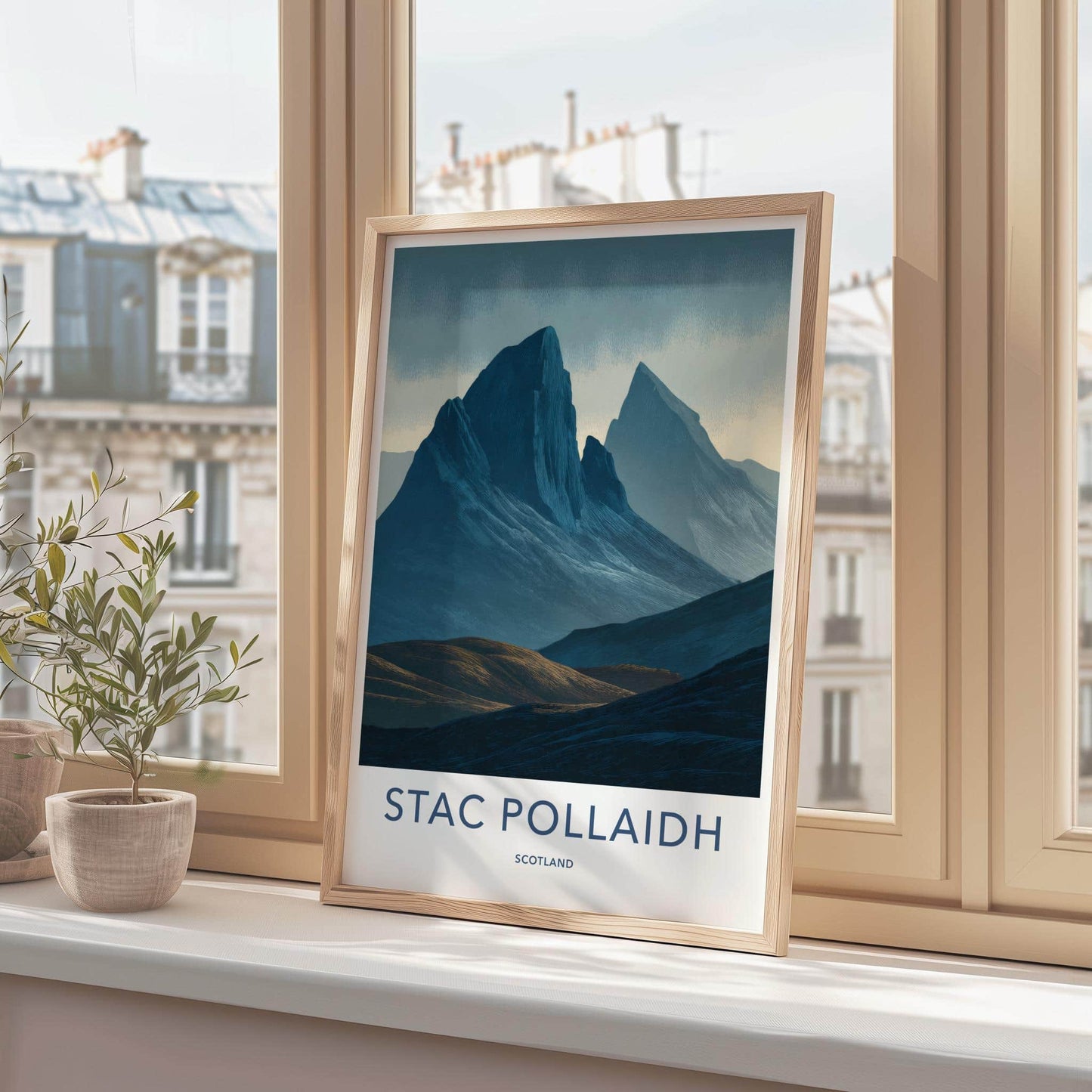 Stac Pollaidh Poster - Scotland Travel Art - Rugged Mountain Landscape Home Decor
