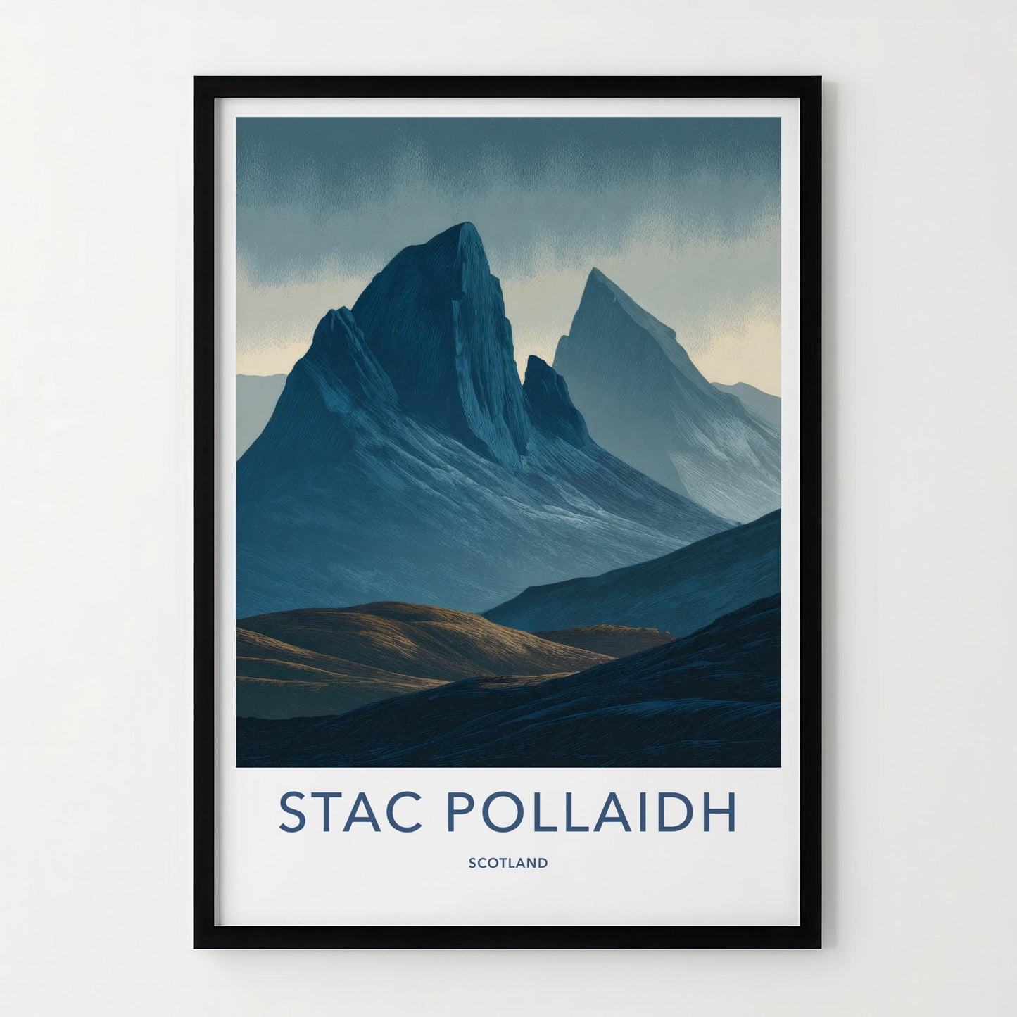 Stac Pollaidh Poster - Scotland Travel Art - Rugged Mountain Landscape Home Decor