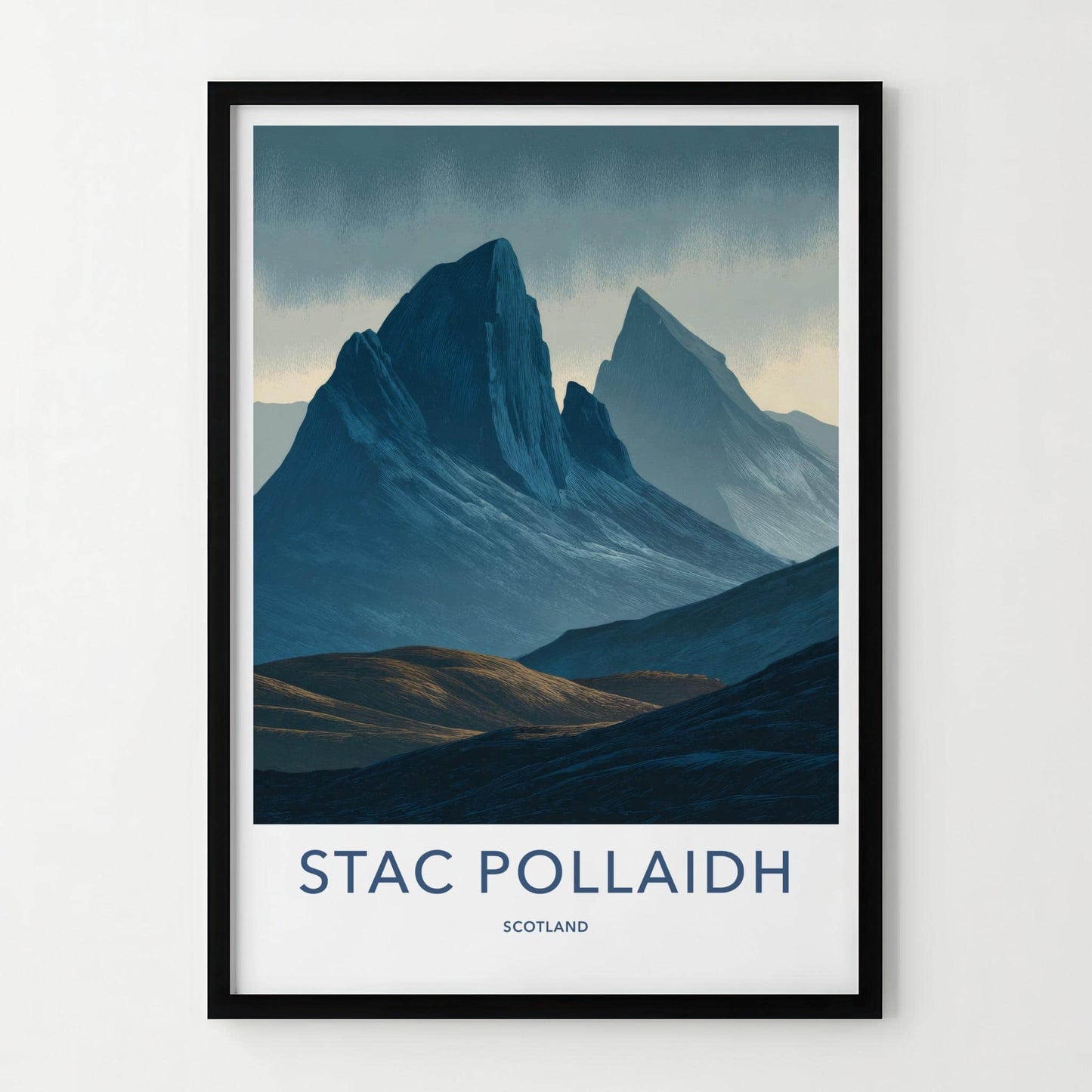 Stac Pollaidh Poster - Scotland Travel Art - Rugged Mountain Landscape Home Decor