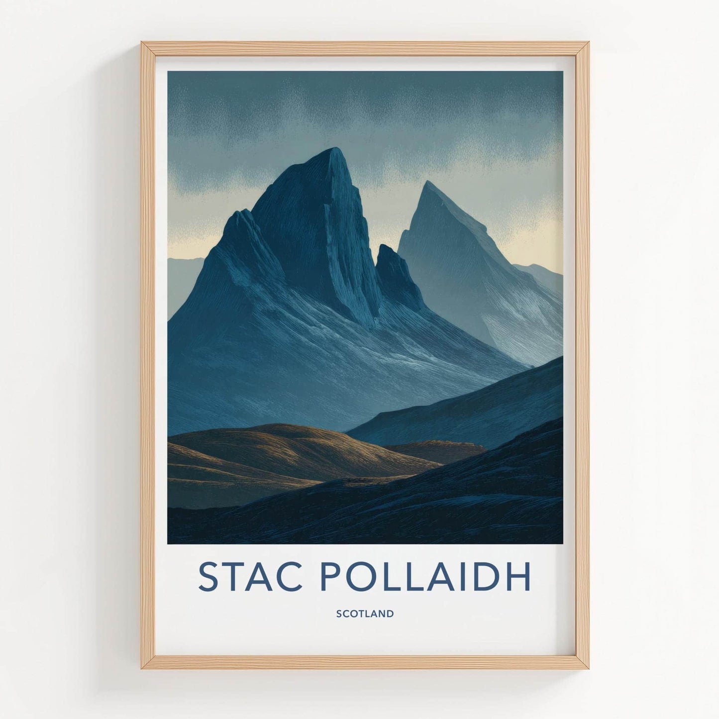 Stac Pollaidh Poster - Scotland Travel Art - Rugged Mountain Landscape Home Decor