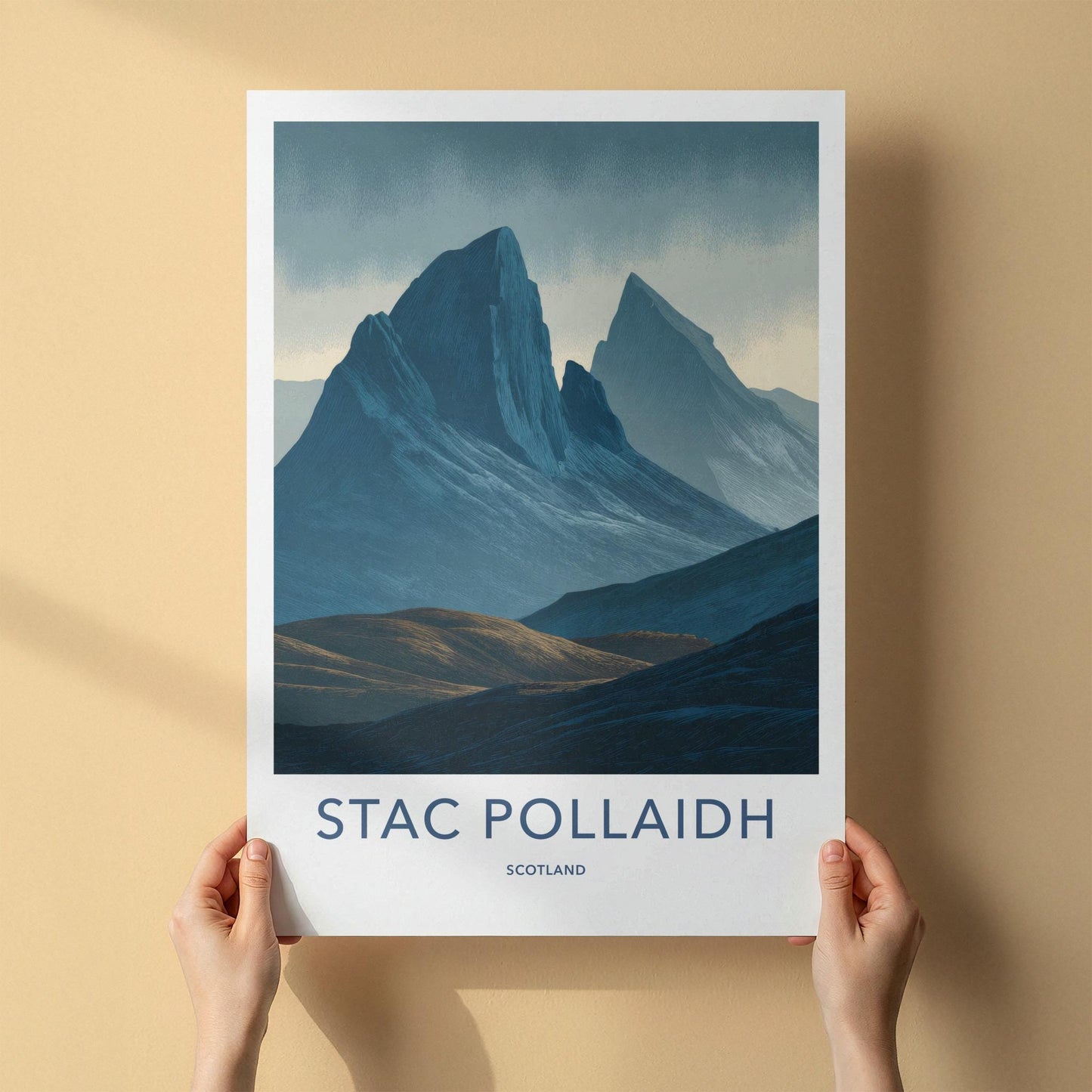 Stac Pollaidh Poster - Scotland Travel Art - Rugged Mountain Landscape Home Decor