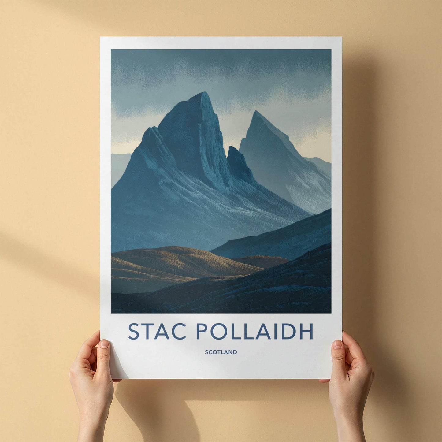 Stac Pollaidh Poster - Scotland Travel Art - Rugged Mountain Landscape Home Decor