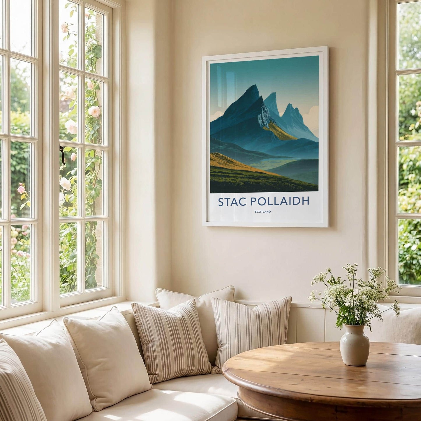 Stac Pollaidh Poster - Scotland Travel Art - Rugged Mountain Peaks Home Decor