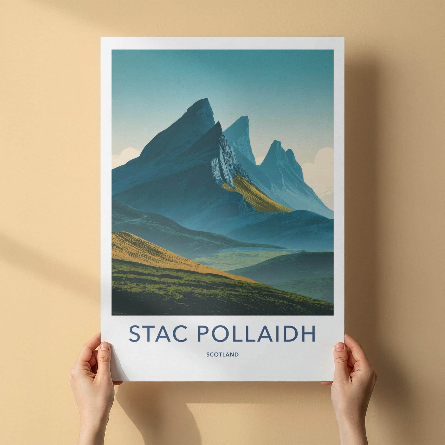 Stac Pollaidh Poster - Scotland Travel Art - Rugged Mountain Peaks Home Decor
