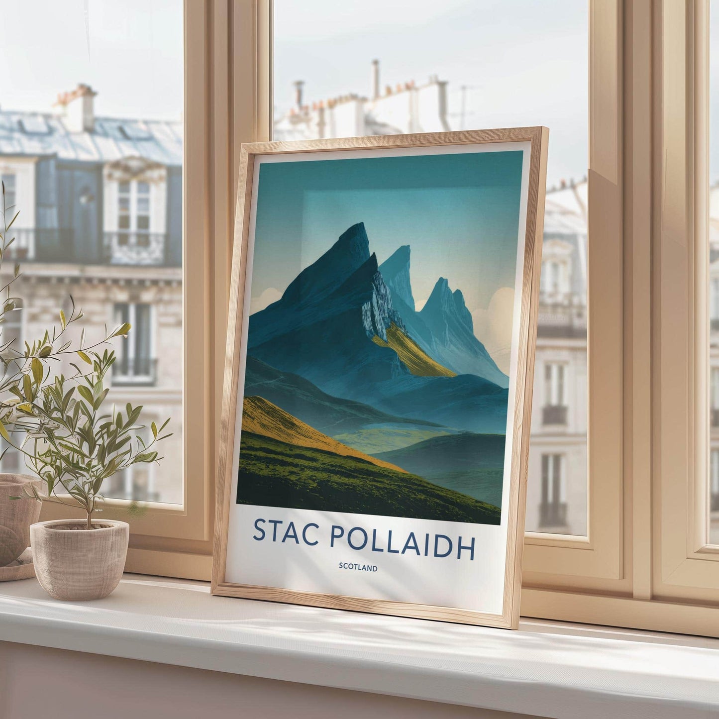 Stac Pollaidh Poster - Scotland Travel Art - Rugged Mountain Peaks Home Decor