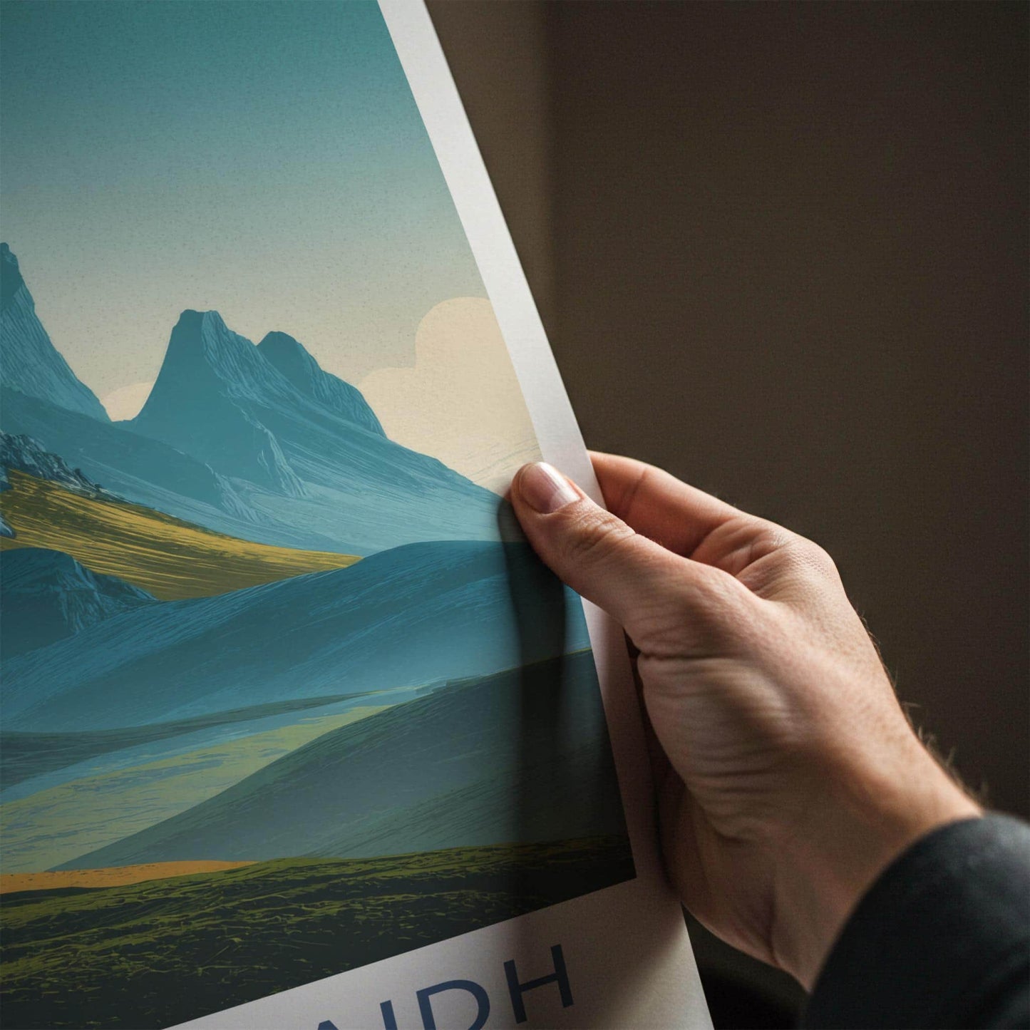 Stac Pollaidh Poster - Scotland Travel Art - Rugged Mountain Peaks Home Decor