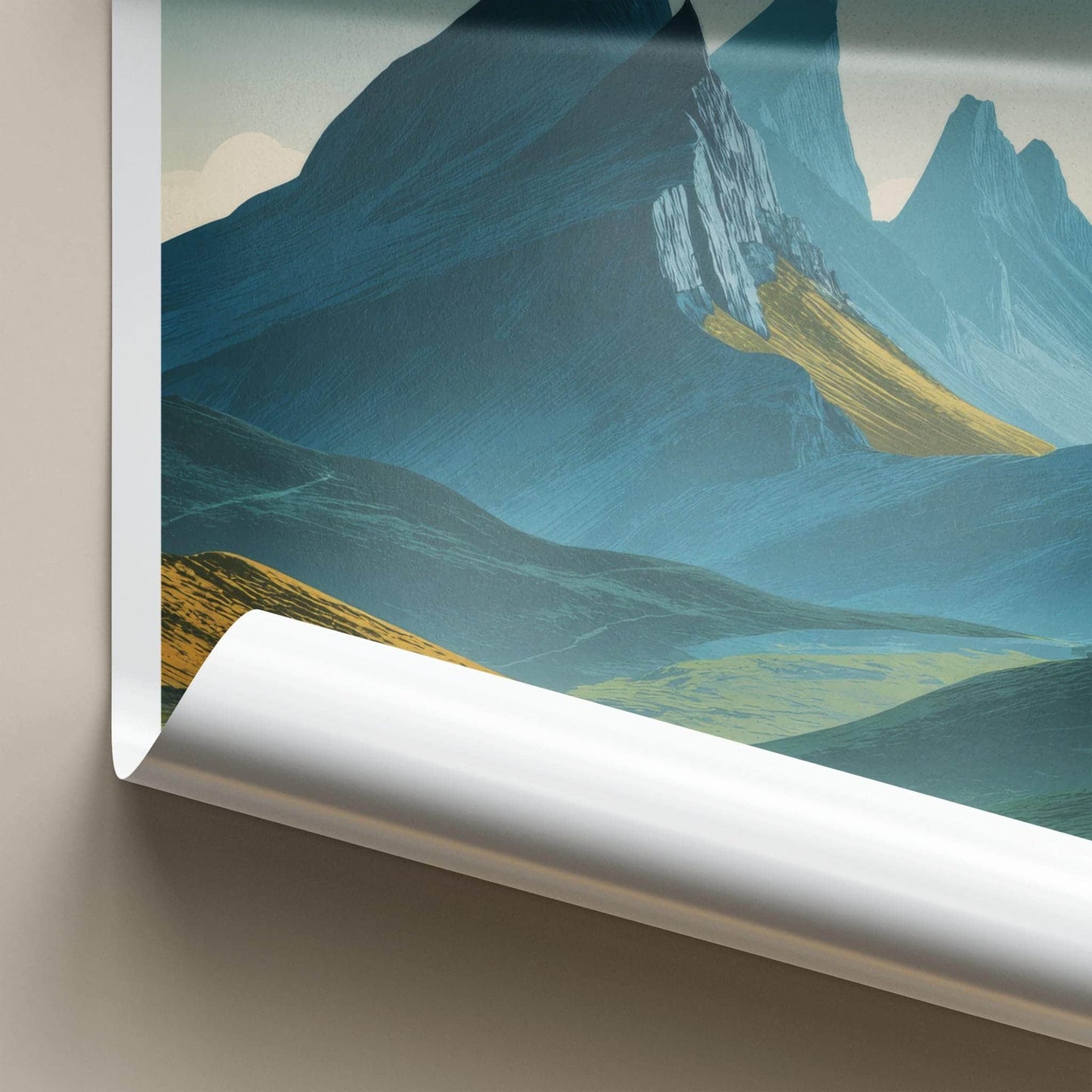 Stac Pollaidh Poster - Scotland Travel Art - Rugged Mountain Peaks Home Decor