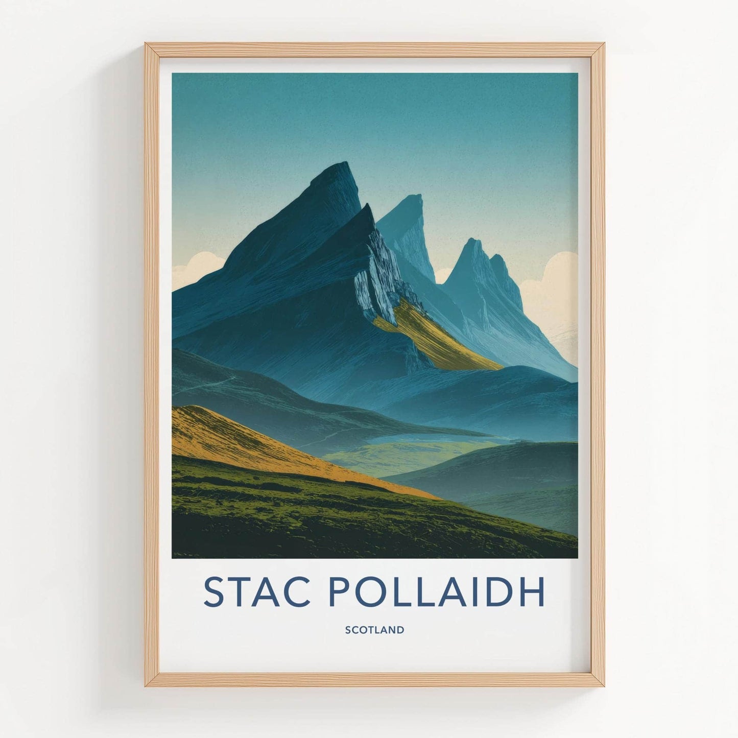 Stac Pollaidh Poster - Scotland Travel Art - Rugged Mountain Peaks Home Decor