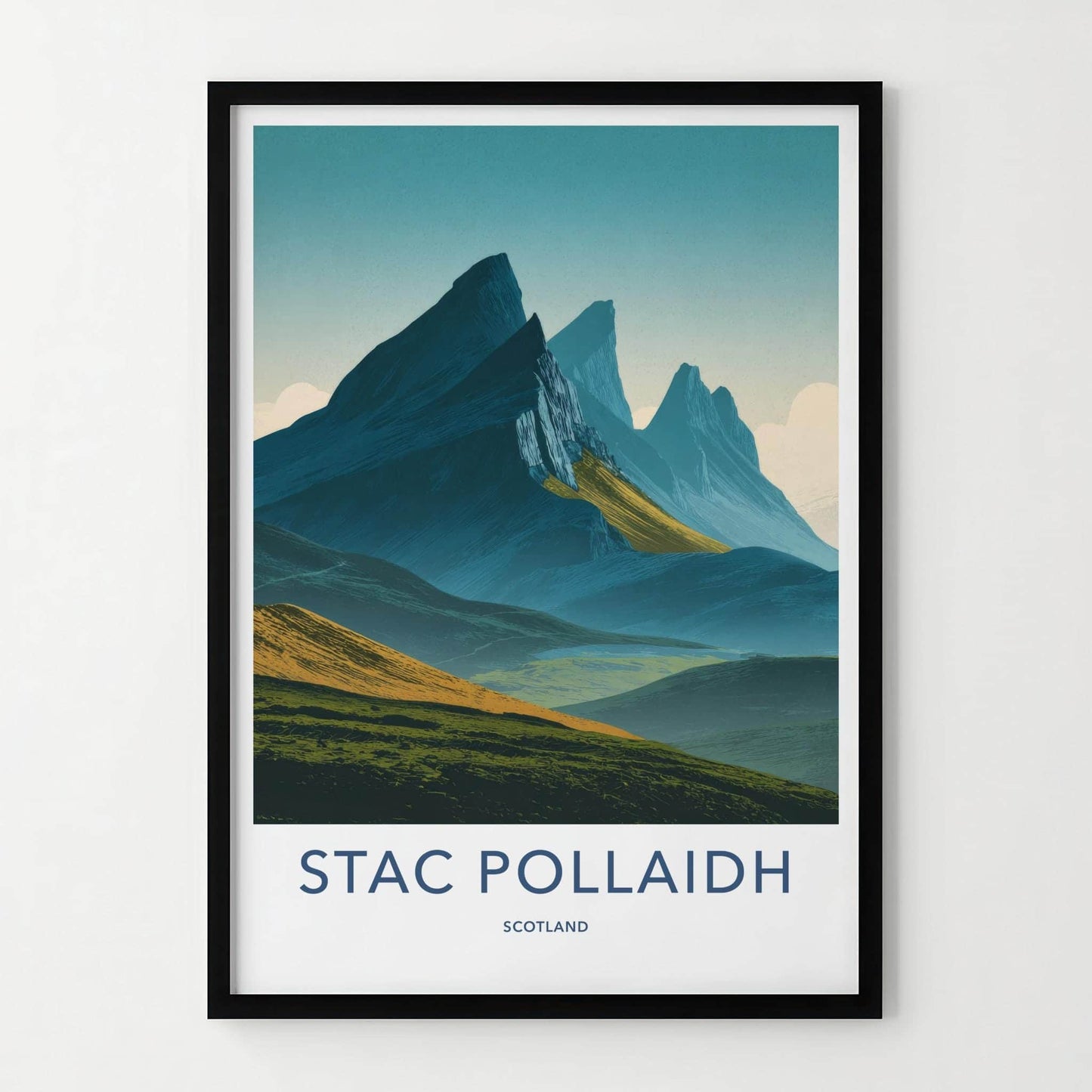Stac Pollaidh Poster - Scotland Travel Art - Rugged Mountain Peaks Home Decor