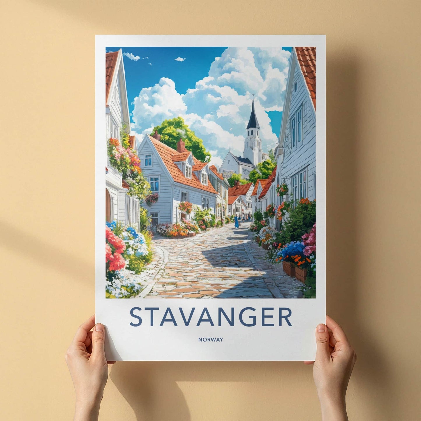 Stavanger Poster - Norway Art Print - Bright Flowering Street Gallery Art