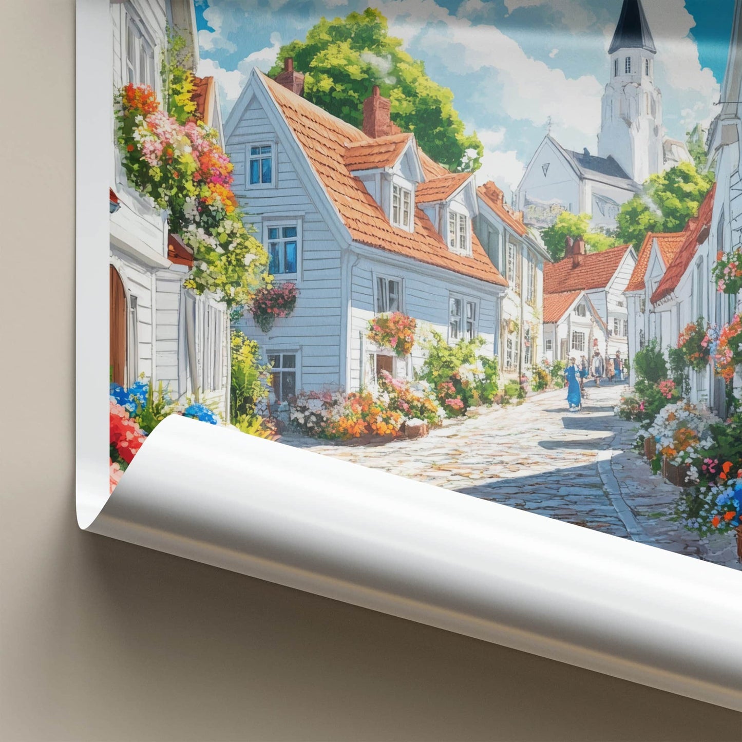 Stavanger Poster - Norway Art Print - Bright Flowering Street Gallery Art