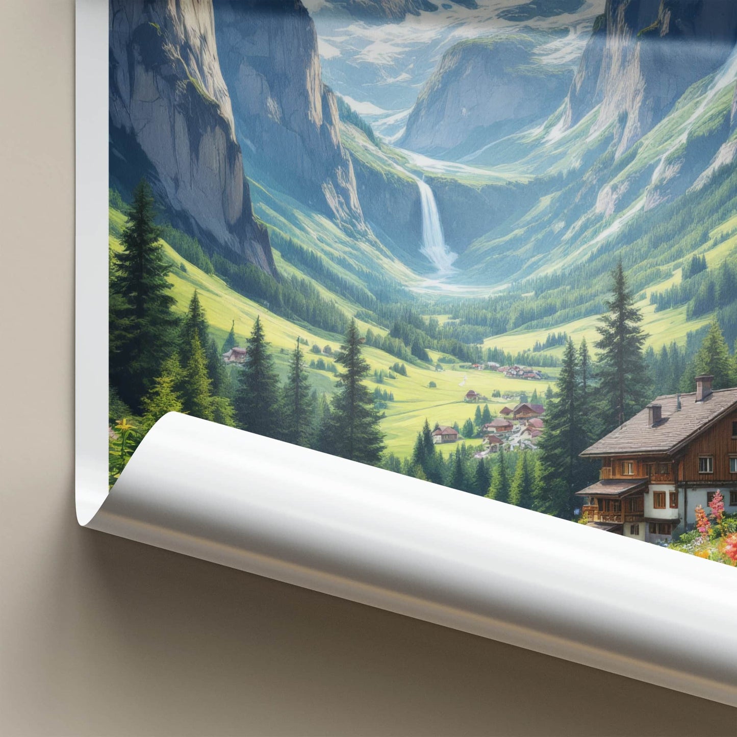 STECHELBERG Poster - Switzerland Travel Art - Alpine Valley Waterfalls Home Decor