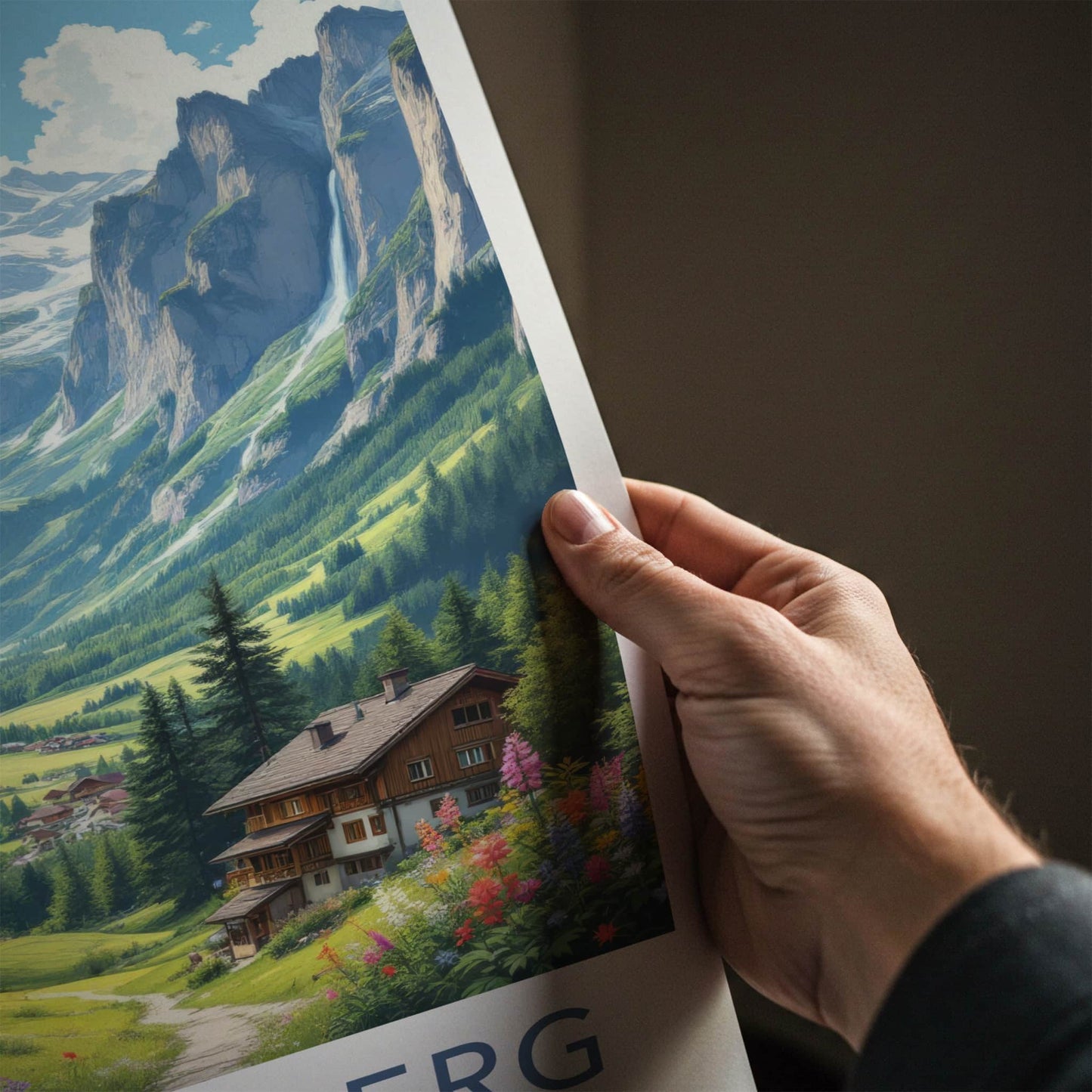 STECHELBERG Poster - Switzerland Travel Art - Alpine Valley Waterfalls Home Decor