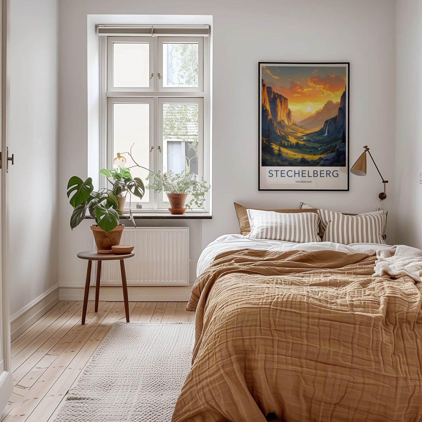 Stechelberg Poster - Switzerland Travel Art - Golden Valley Waterfall Home Decor