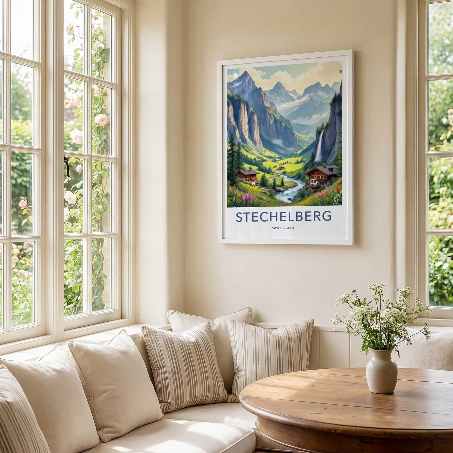 Stechelberg Poster - Switzerland Travel Art - Lush Alpine Valley Home Decor