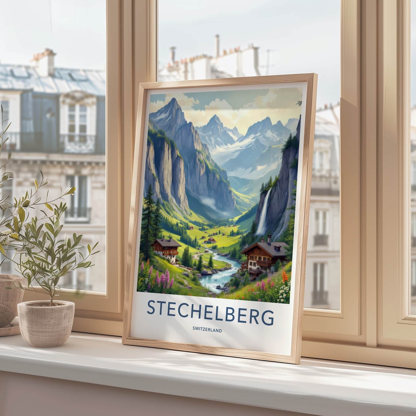 Stechelberg Poster - Switzerland Travel Art - Lush Alpine Valley Home Decor