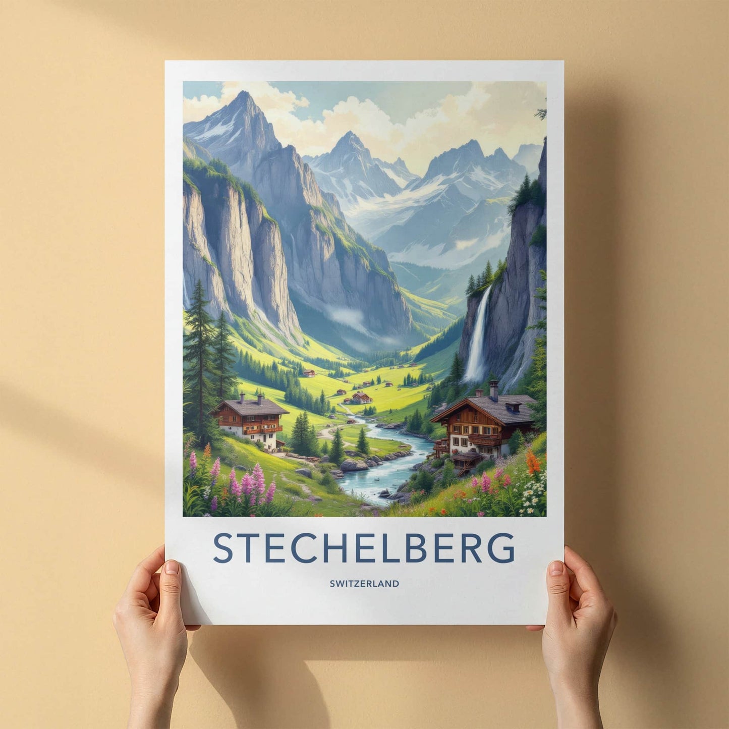 Stechelberg Poster - Switzerland Travel Art - Lush Alpine Valley Home Decor