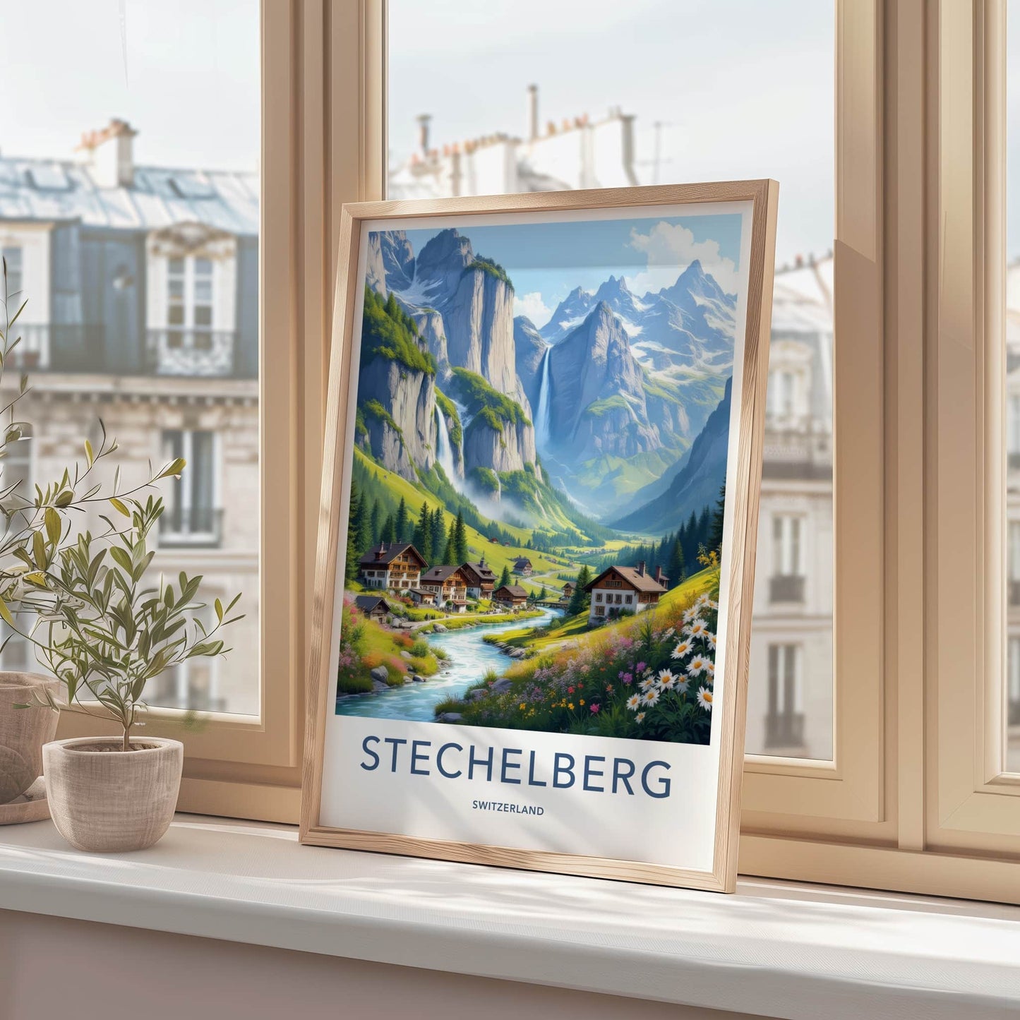 Stechelberg Poster - Switzerland Travel Art - Lush Valley Village Home Decor