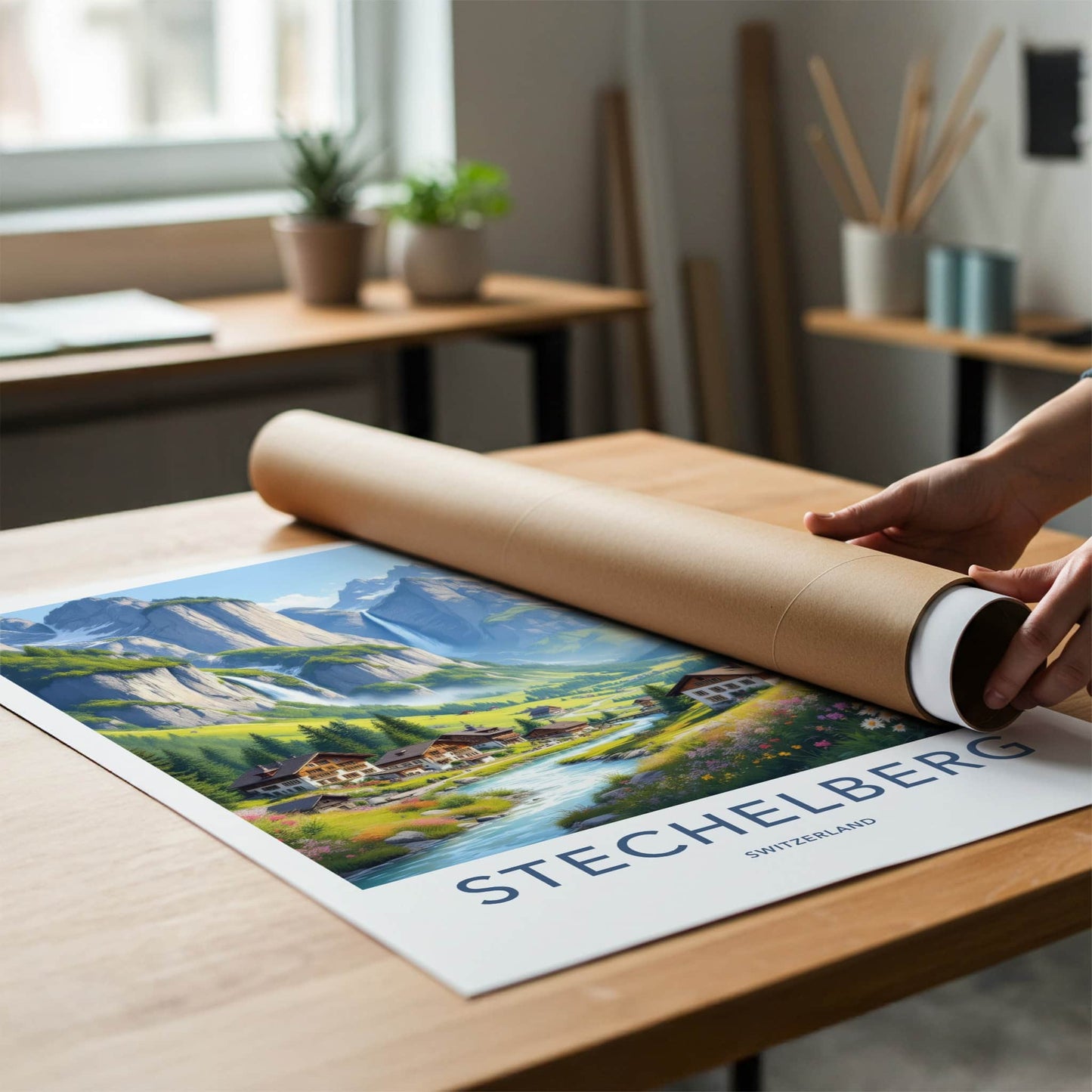 Stechelberg Poster - Switzerland Travel Art - Lush Valley Village Home Decor