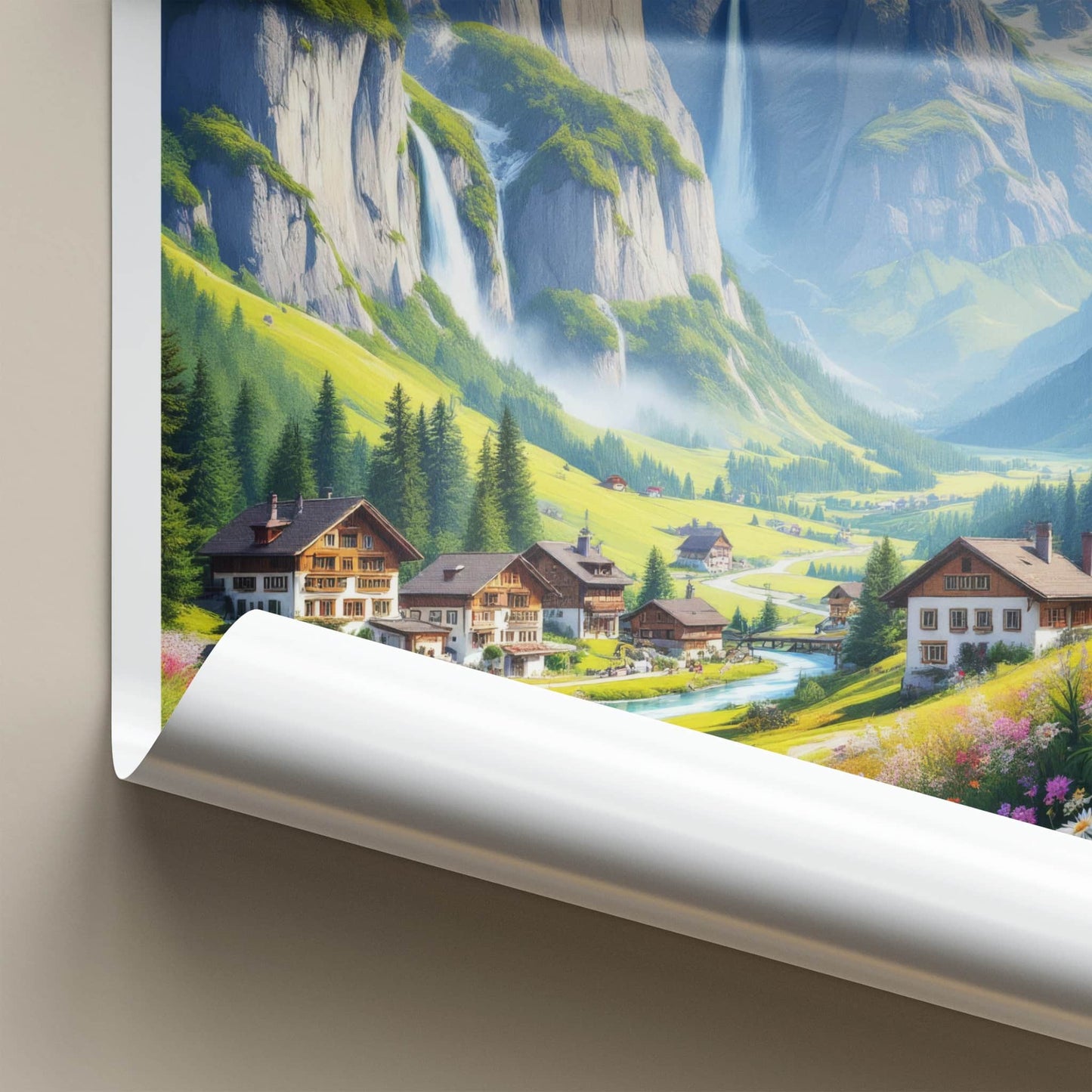 Stechelberg Poster - Switzerland Travel Art - Lush Valley Village Home Decor