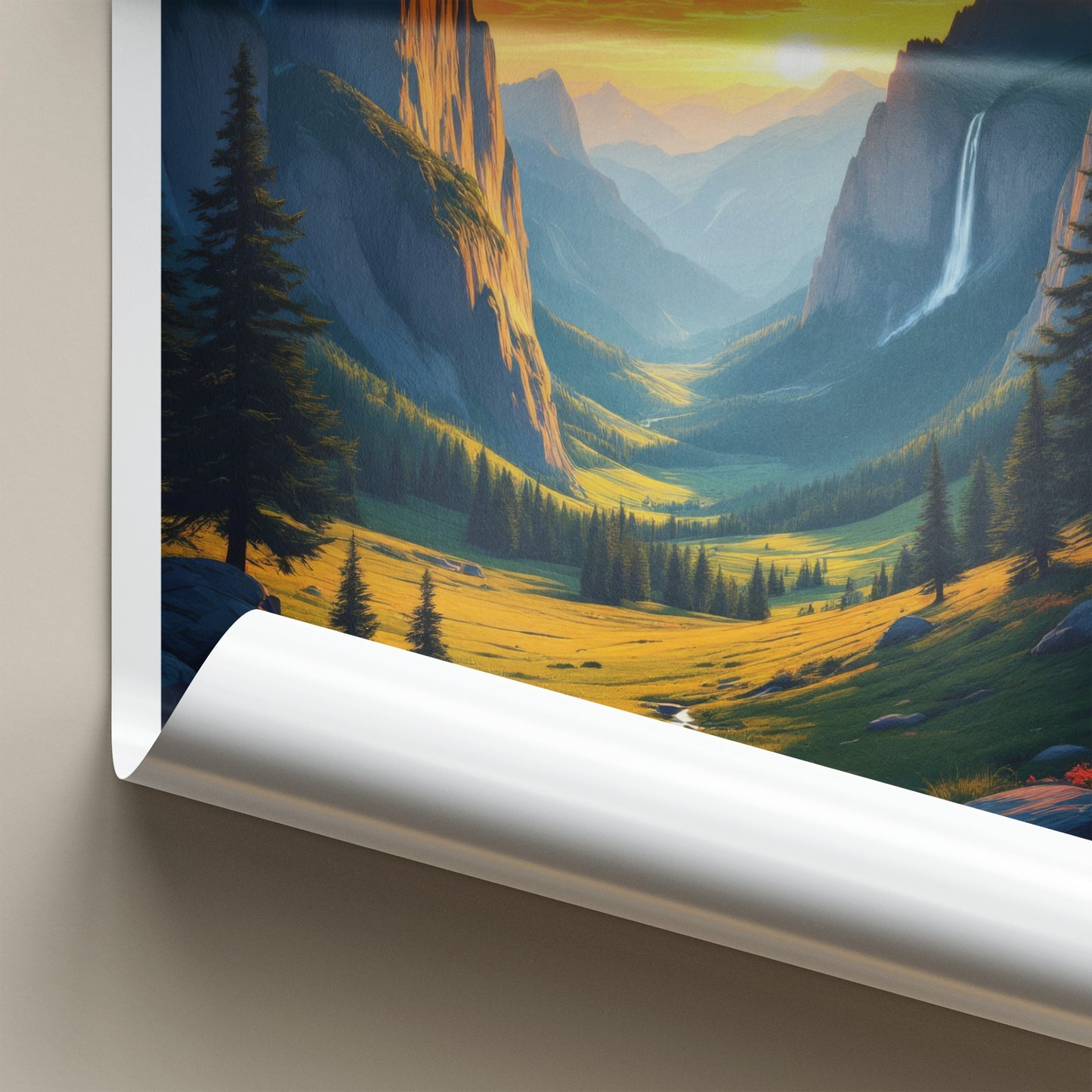 Stechelberg Poster - Switzerland Travel Print - Alpine Valley Waterfall Wall Decor