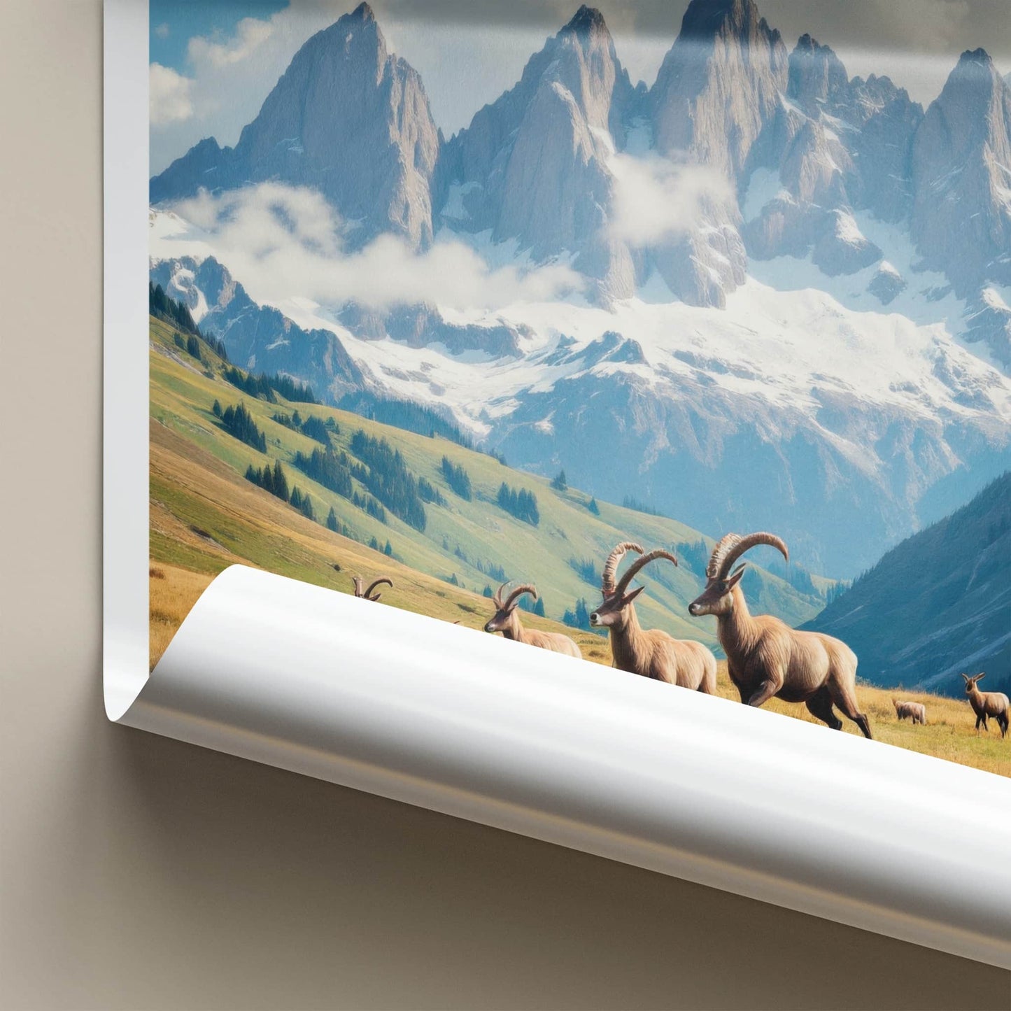 Stelvio National Park Poster - Italy Travel Art - Alpine Ibex Herd Home Decor