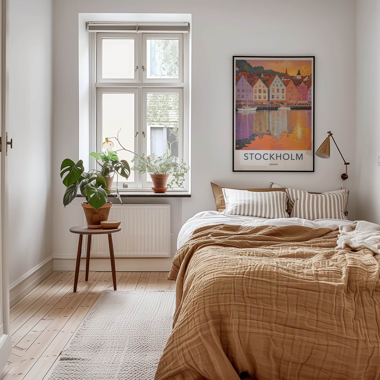 Stockholm Poster - Sweden Travel Art - Vibrant Harbor Reflections Wall Decor