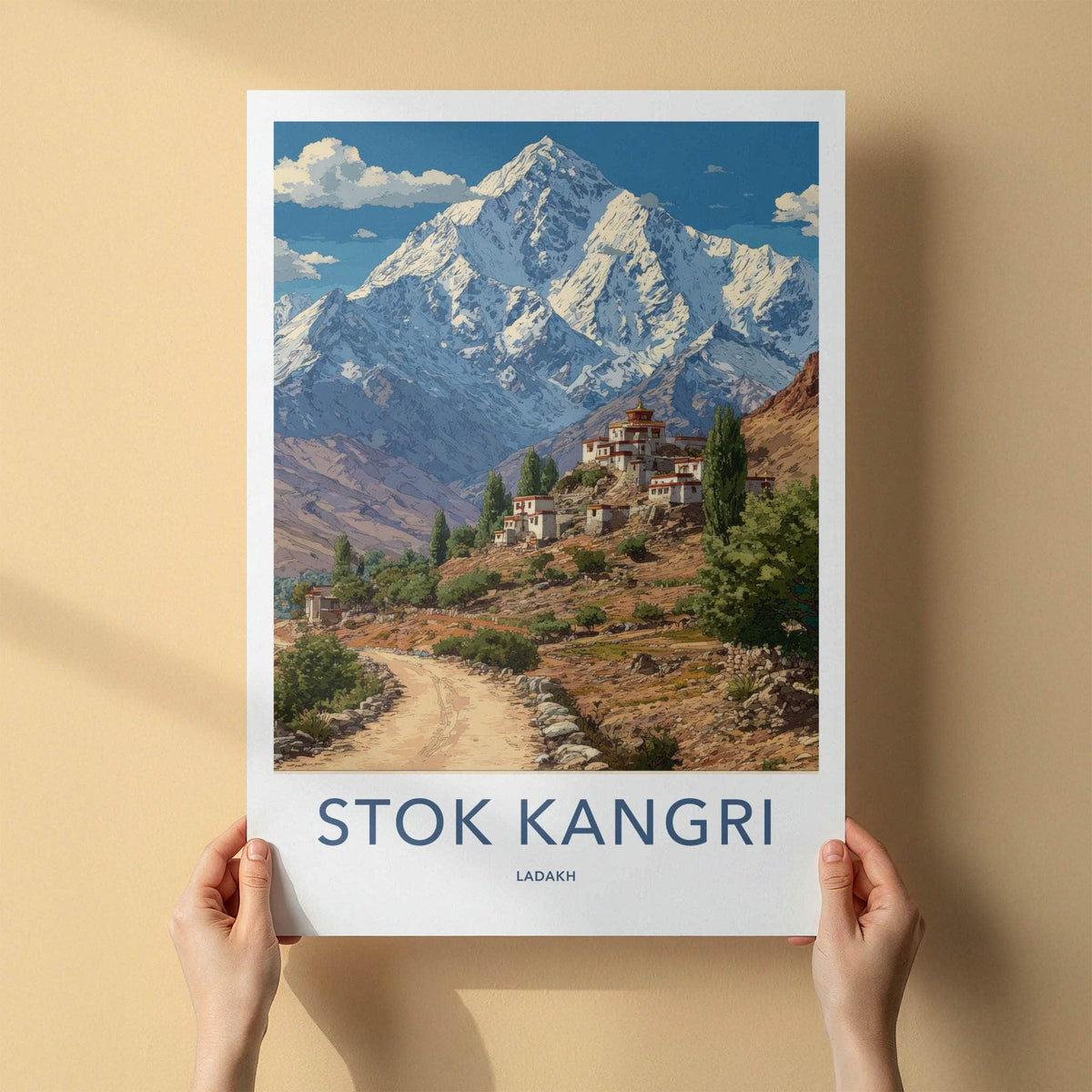 Stok Kangri Poster - India Ladakh Mountain Village Home Decor