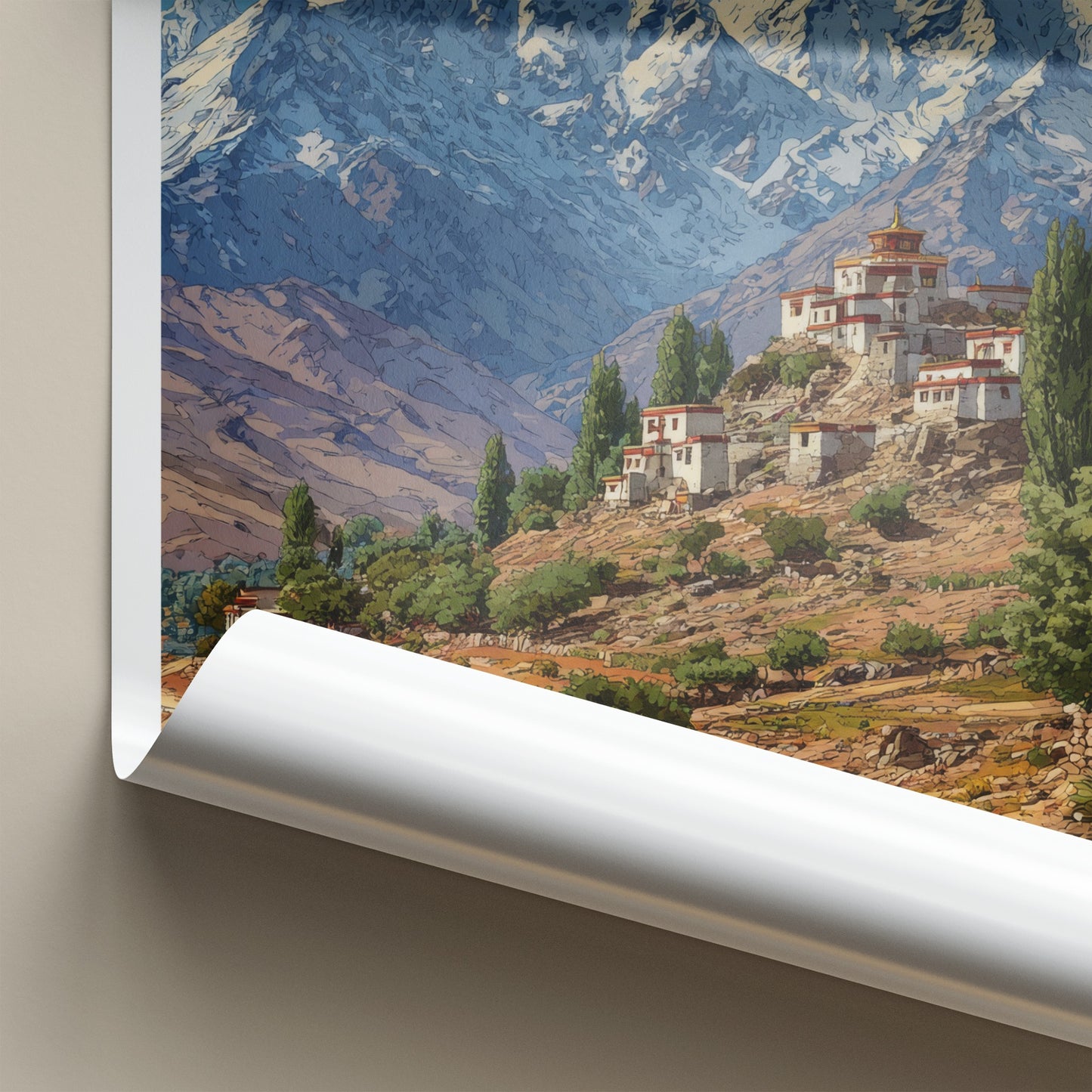 Stok Kangri Poster - India Ladakh Mountain Village Home Decor