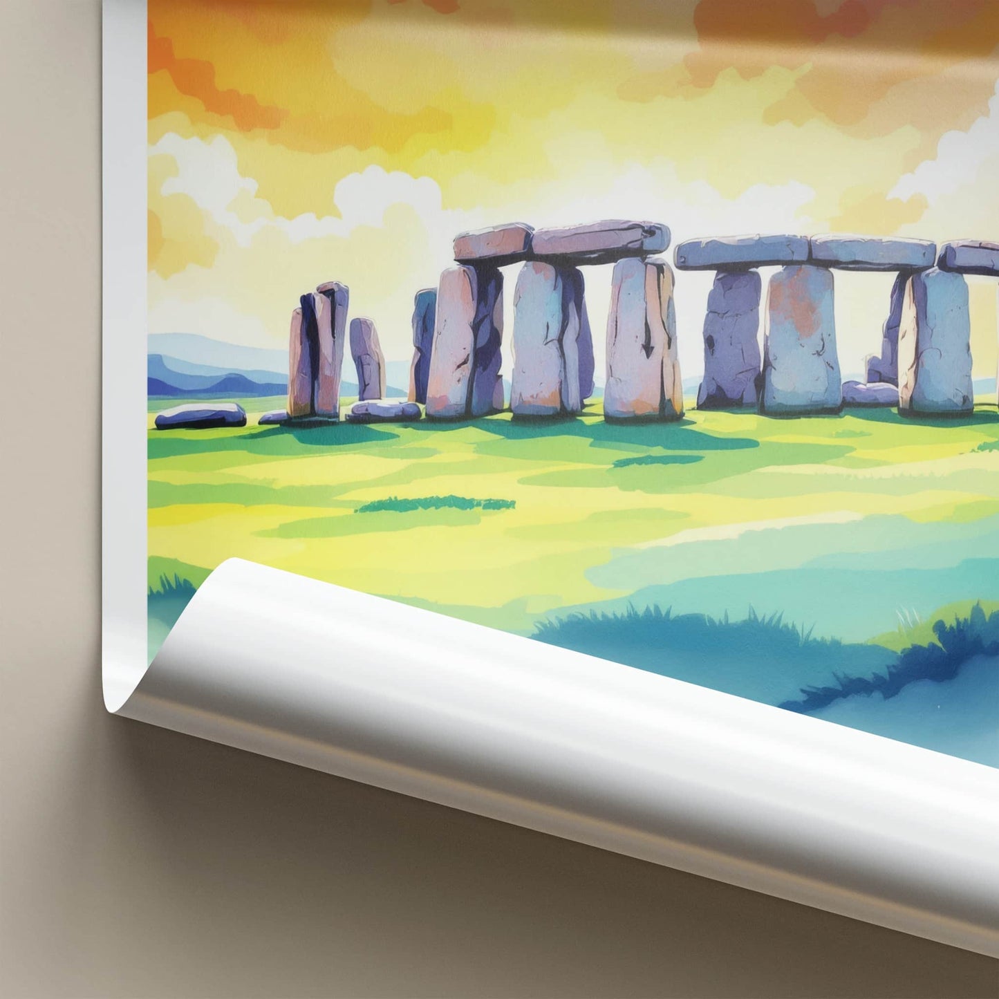 Stonehenge Poster - England Framed Art - Sunset Stone Circle Wall Decor