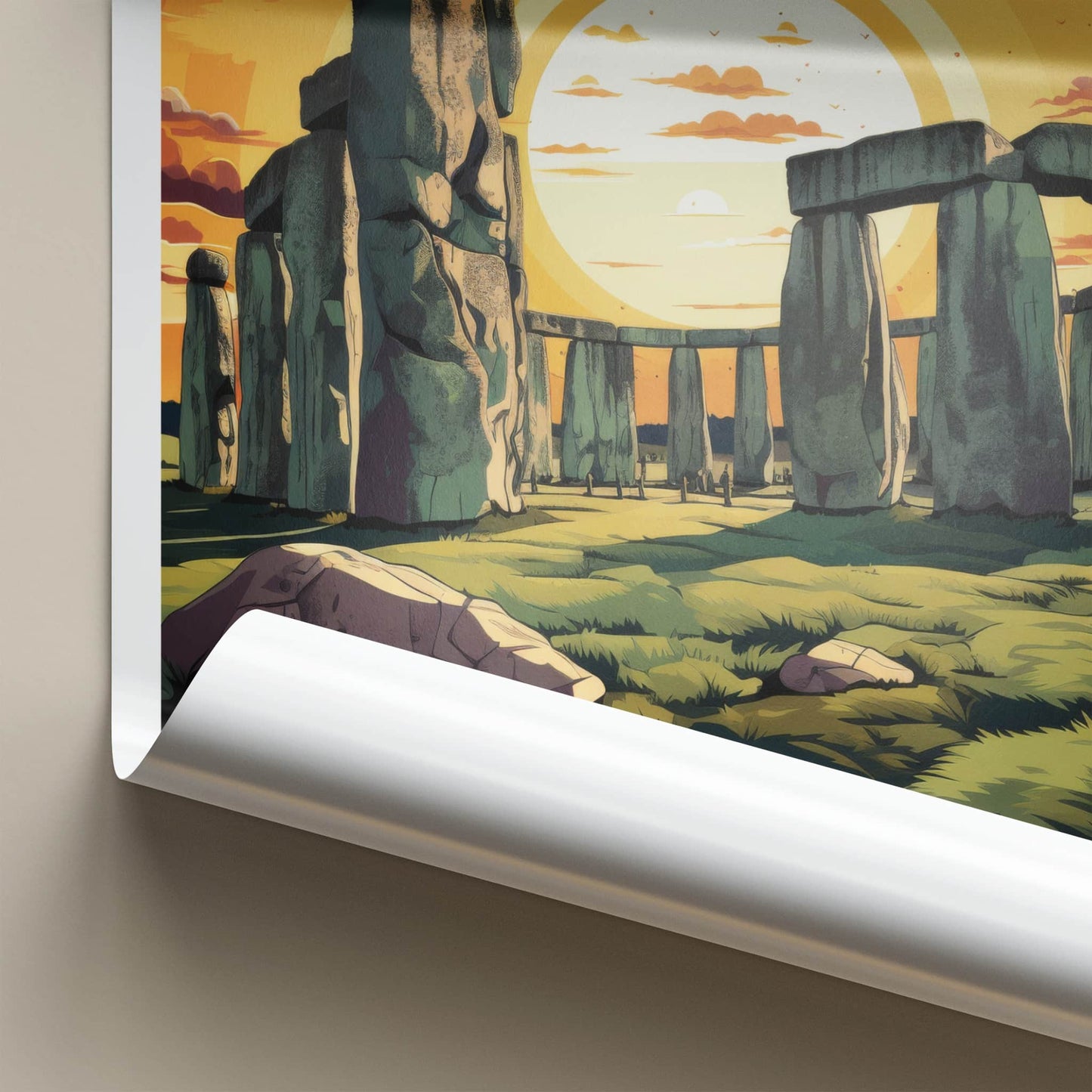 Stonehenge Poster - England Travel Art - Dramatic Sunset Stones Home Decor