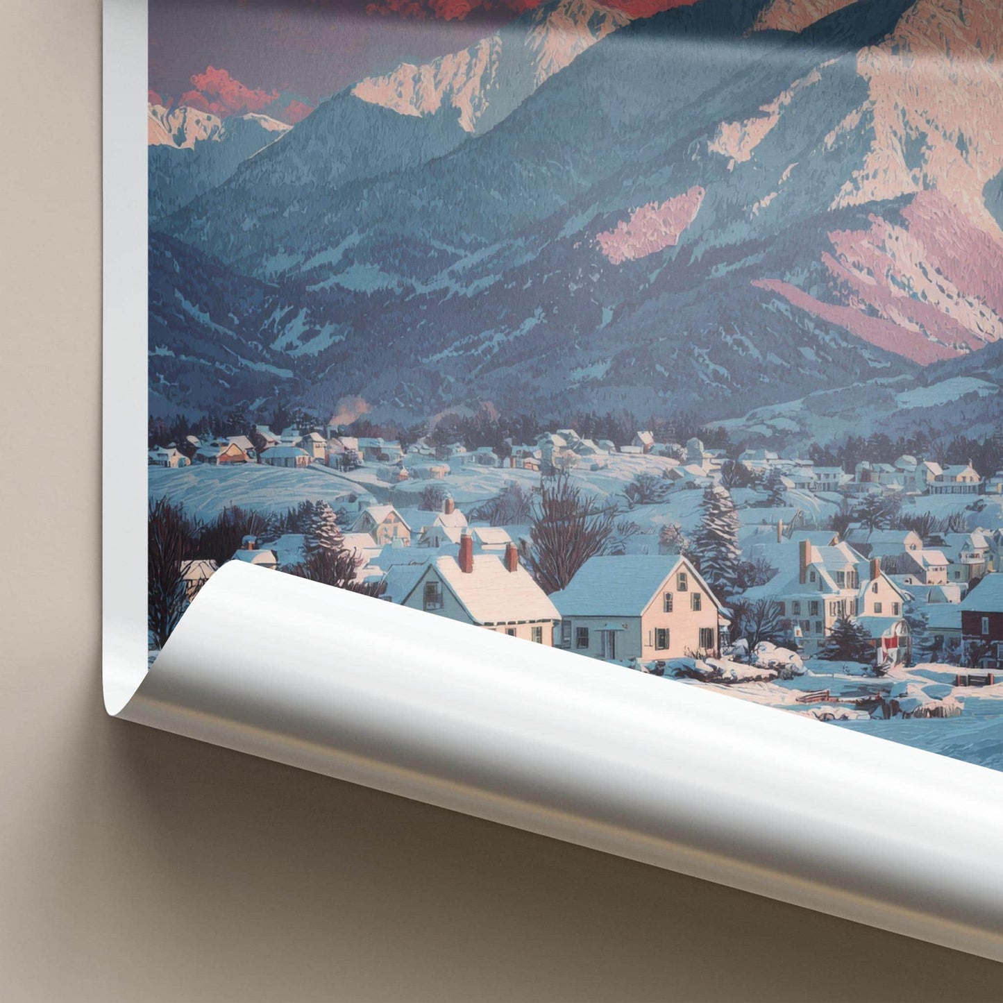 Stowe Poster - Vermont Travel Art - Pink Clouded Mountains Home Decor
