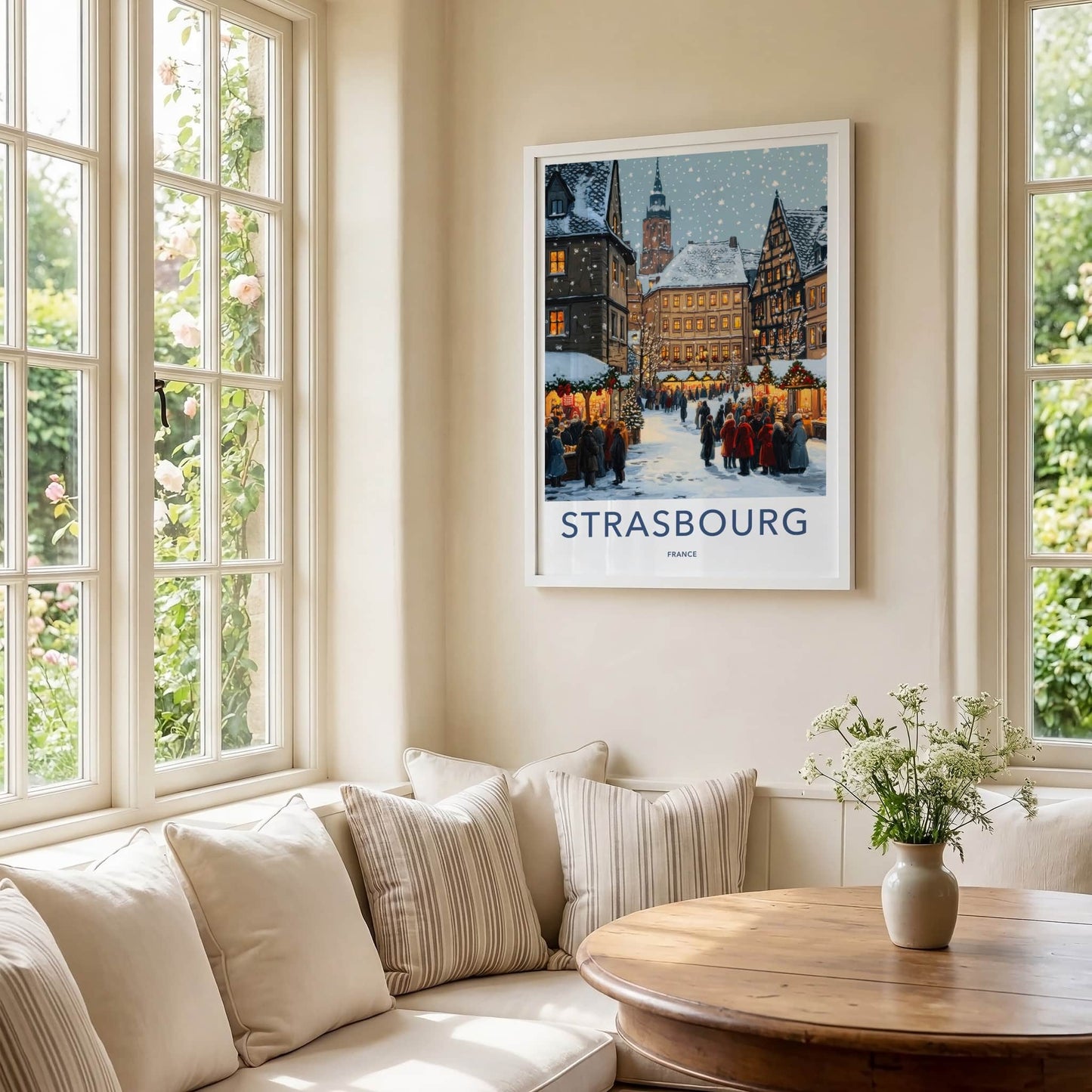 Strasbourg Poster - France Travel Art - Festive Street Market Home Decor