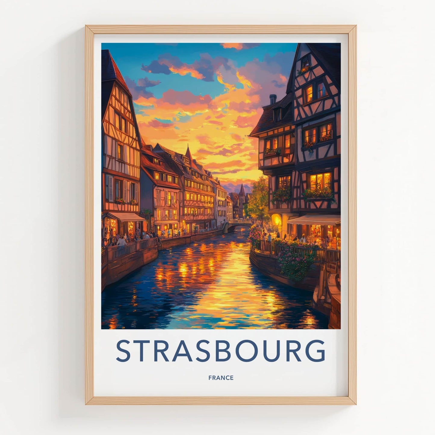Strasbourg Poster - France Wall Art - Sunset Canal Reflections Home Decor