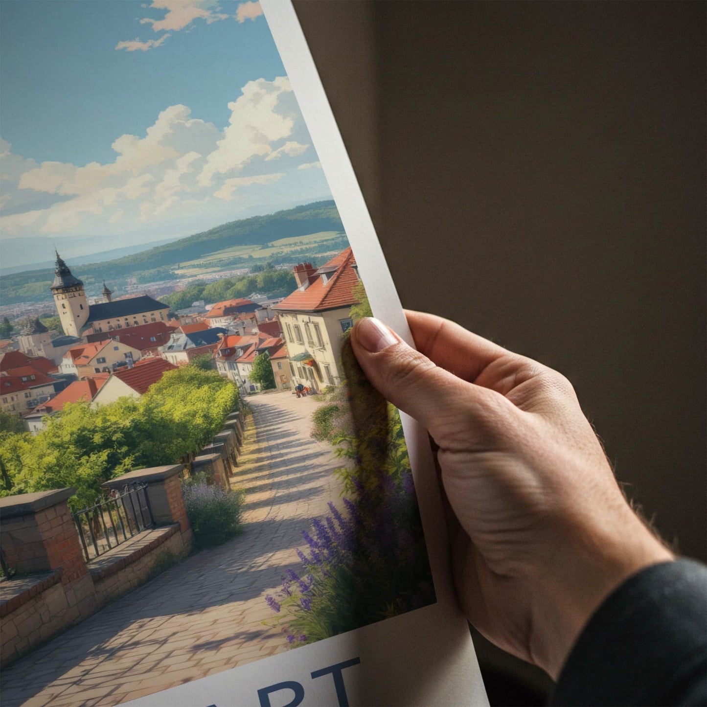 Stuttgart Poster - Germany Art Print - Hilltop Vineyards Cityview Home Decor