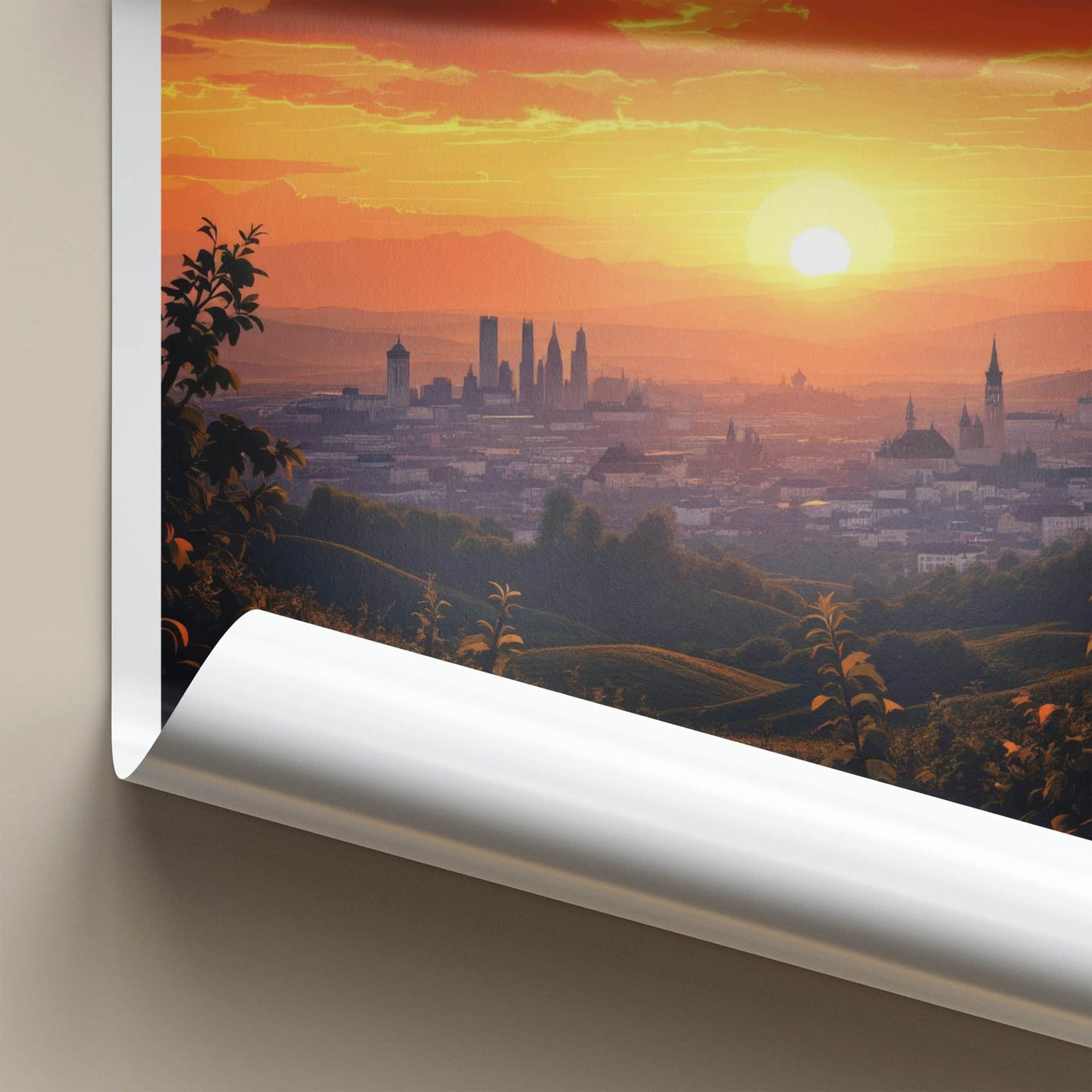 Stuttgart Poster - Germany Travel Art - Cityscape Sunset Hills Home Decor