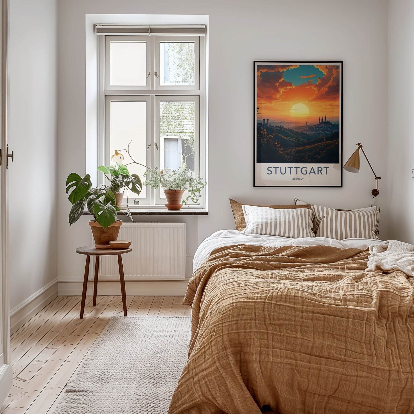 Stuttgart Poster - Germany Travel Art - Golden Sun Cityscape Home Decor