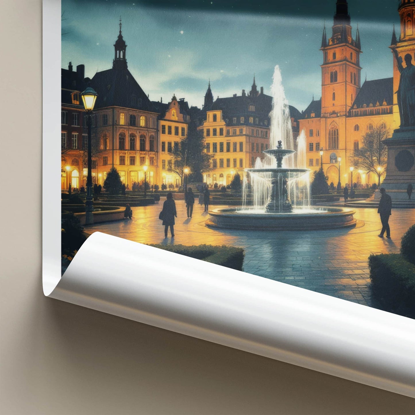 Stuttgart Poster - Germany Travel Art - Historic Fountain Square Home Decor