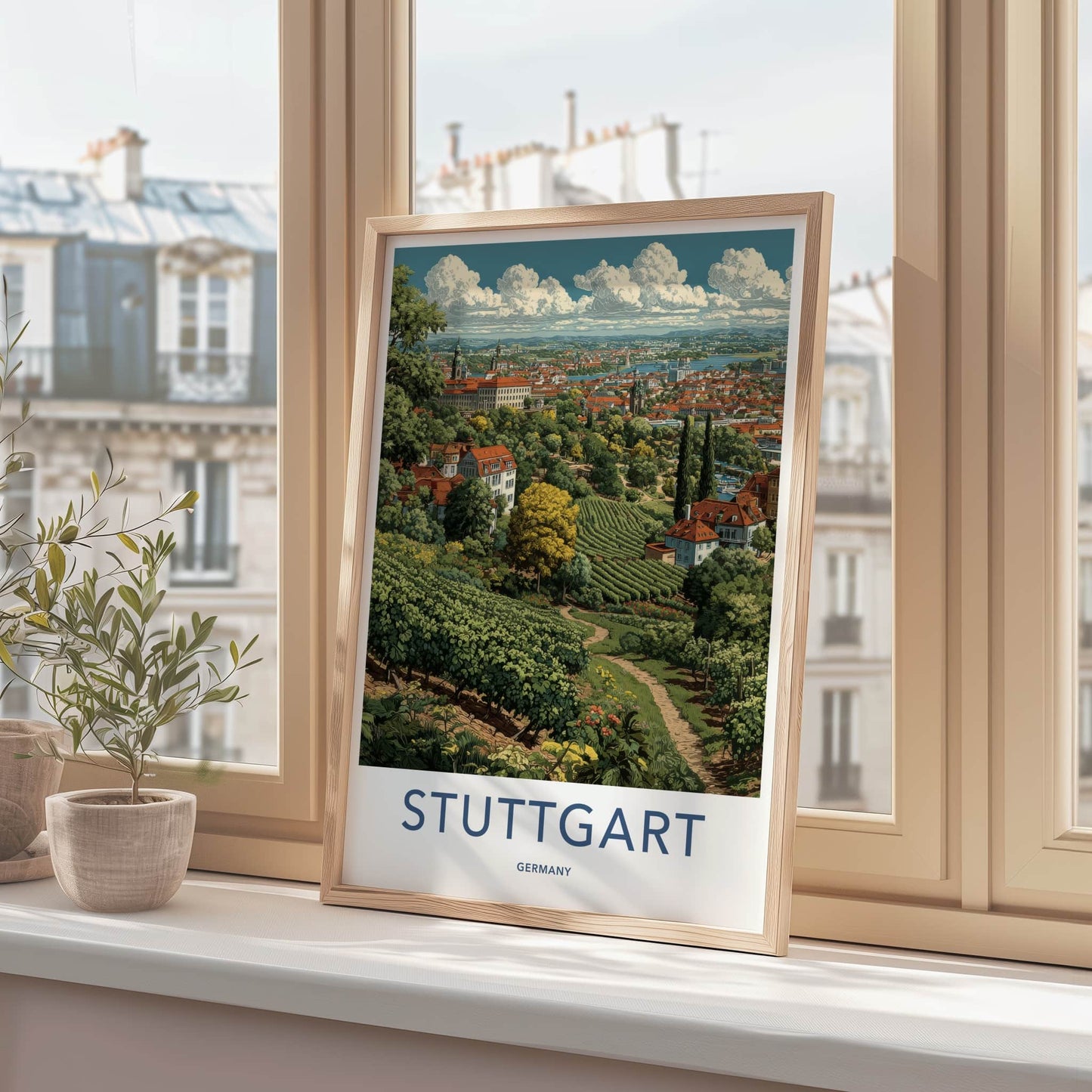 Stuttgart Poster - Germany Travel Art - Vineyard City Landscape Decor