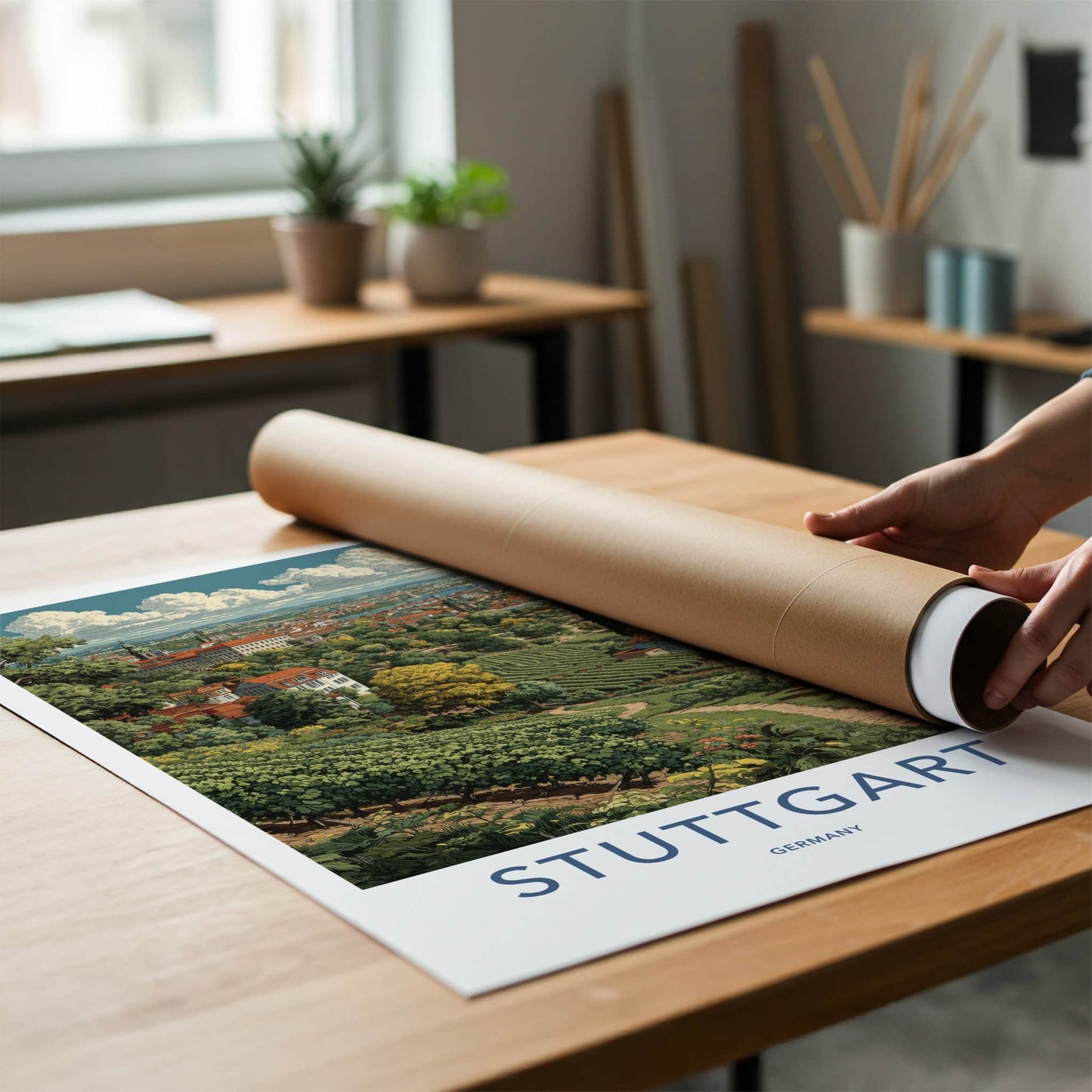 Stuttgart Poster - Germany Travel Art - Vineyard City Landscape Decor