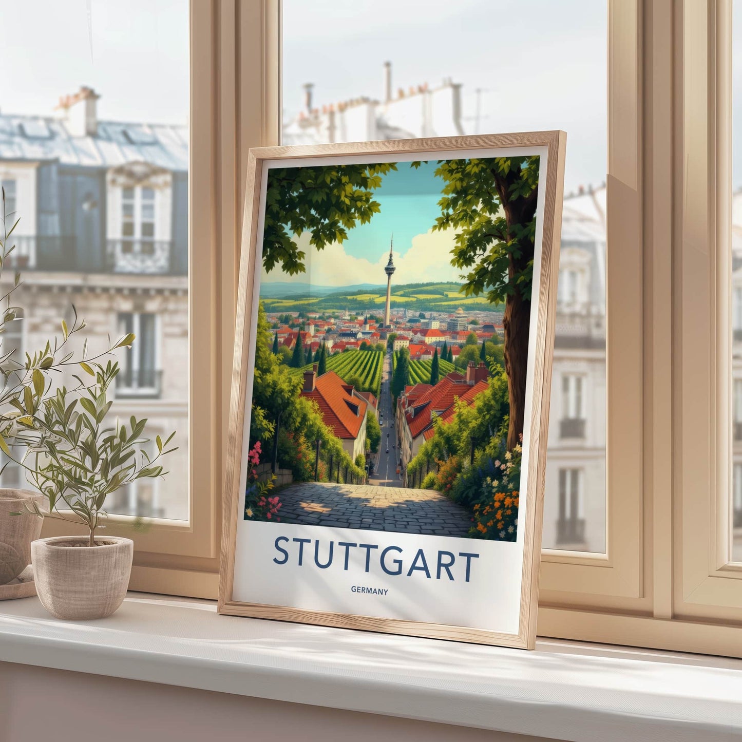 Stuttgart Poster - Germany Wall Art - Tower Vineyards City Home Decor