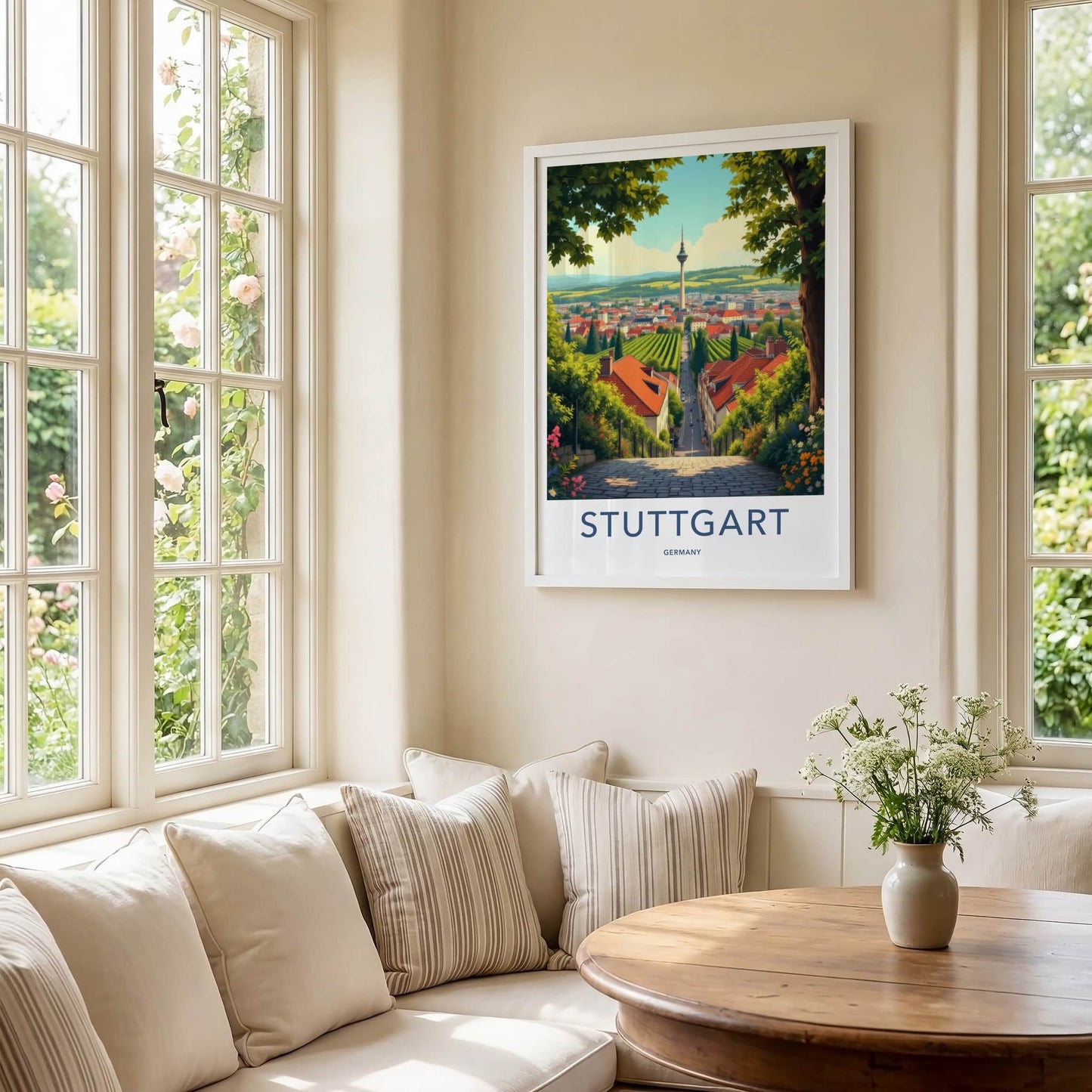 Stuttgart Poster - Germany Wall Art - Tower Vineyards City Home Decor