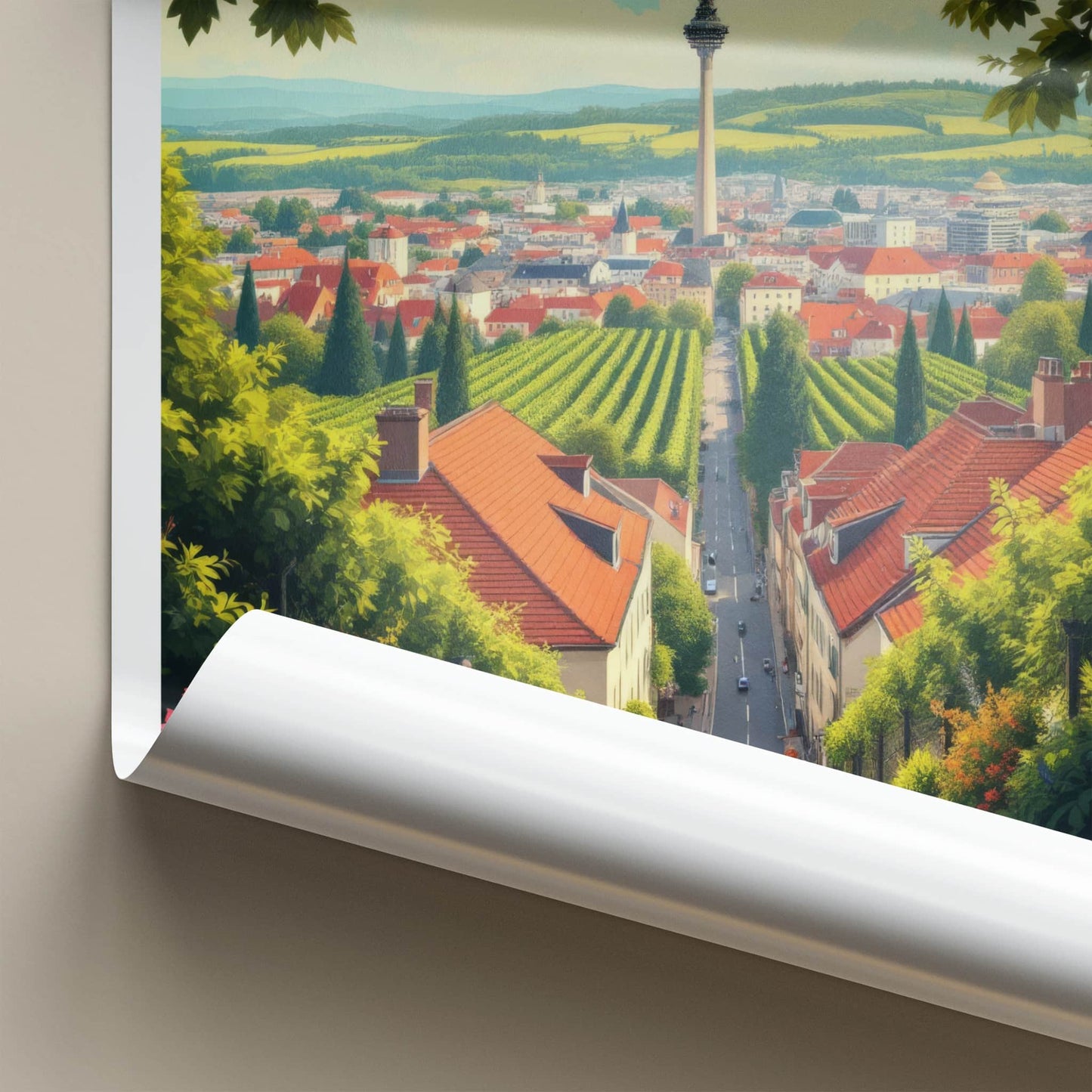 Stuttgart Poster - Germany Wall Art - Tower Vineyards City Home Decor