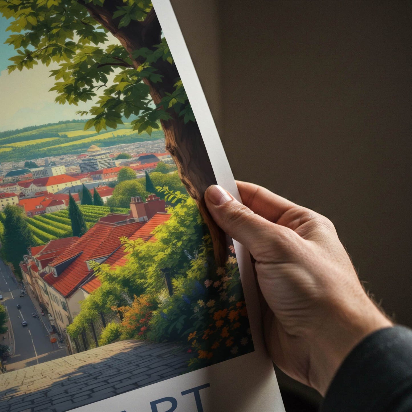 Stuttgart Poster - Germany Wall Art - Tower Vineyards City Home Decor