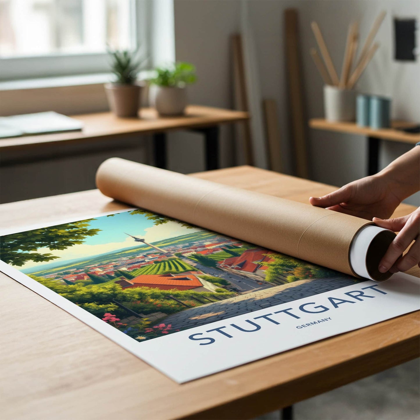 Stuttgart Poster - Germany Wall Art - Tower Vineyards City Home Decor