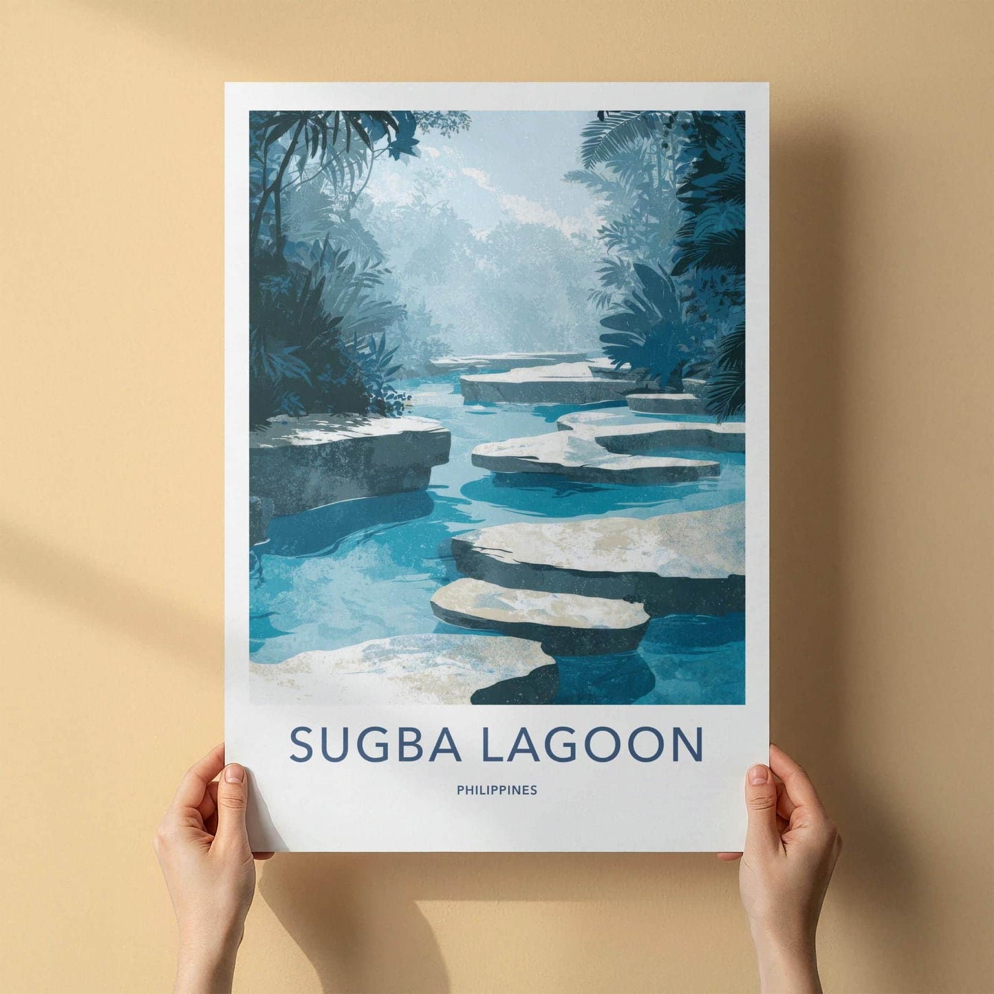 Sugba Lagoon Poster - Philippines Travel Art - Lush Aqua Pathway Home Decor