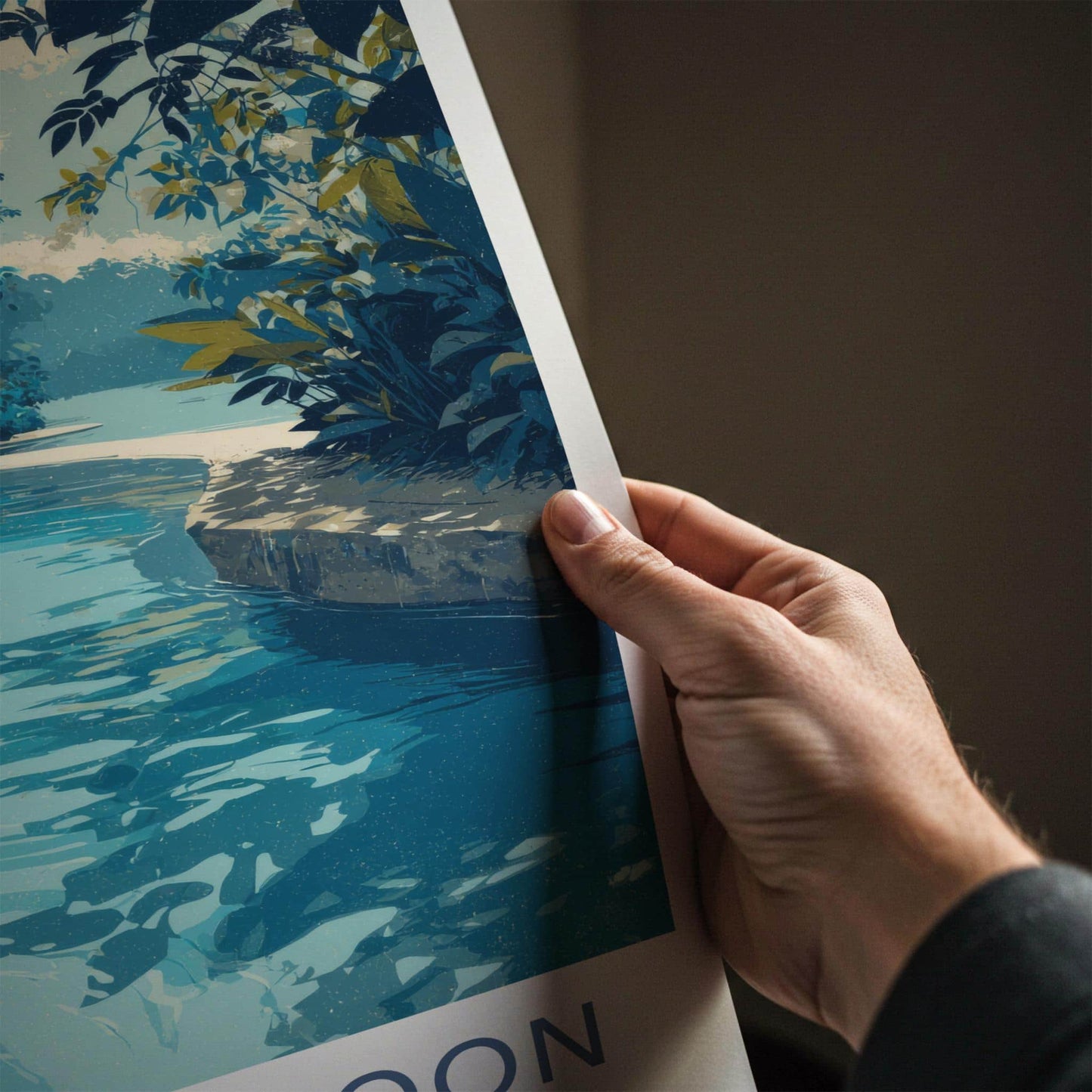 Sugba Lagoon Poster - Philippines Travel Art - Tropical Blue Lagoon Home Decor